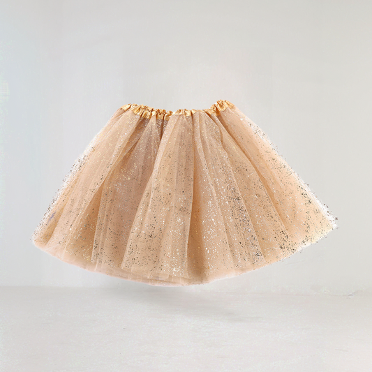 Gold Glitter Tulle Mini Skirt