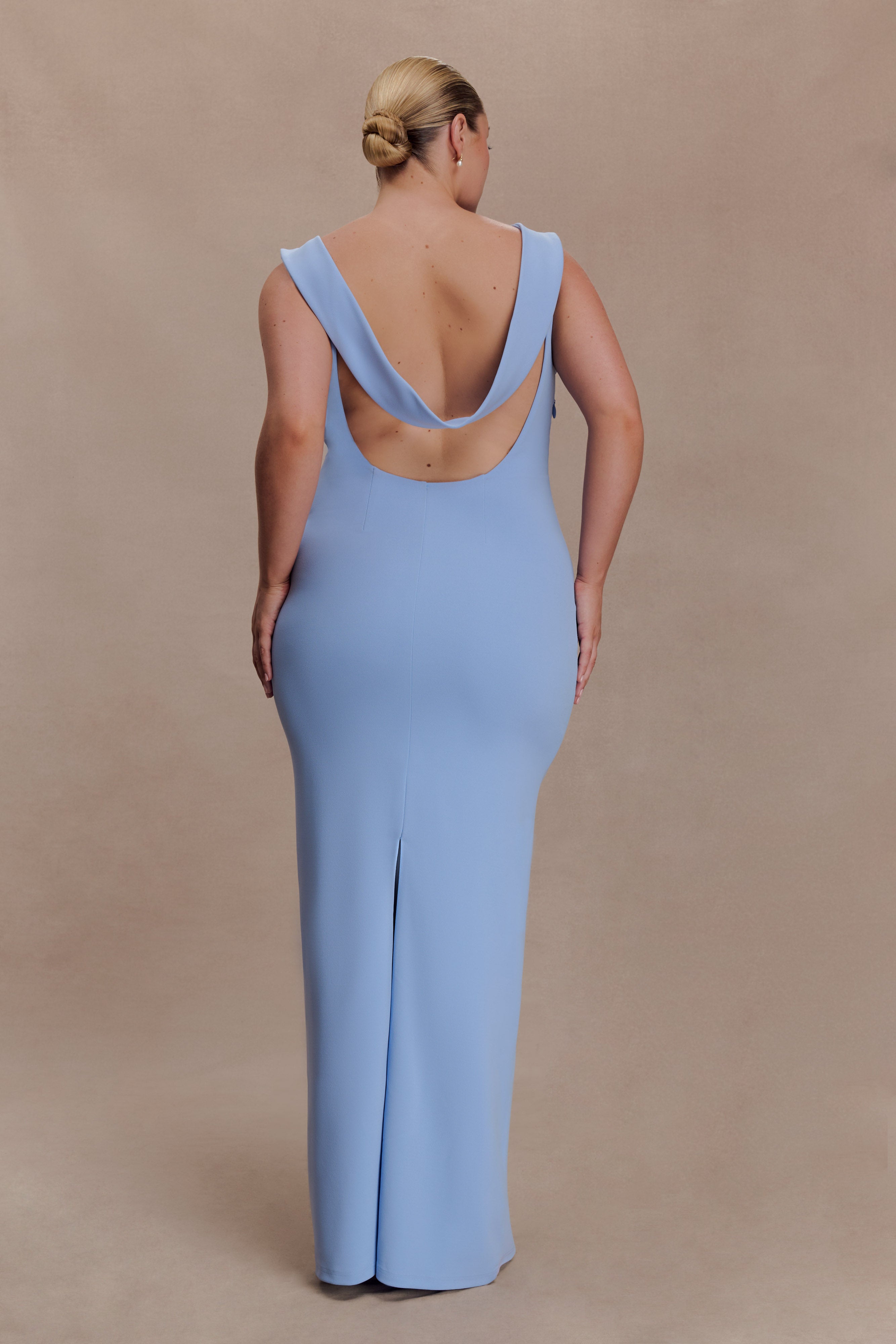Galilea Crepe Draped Maxi Dress - Cornflower Blue