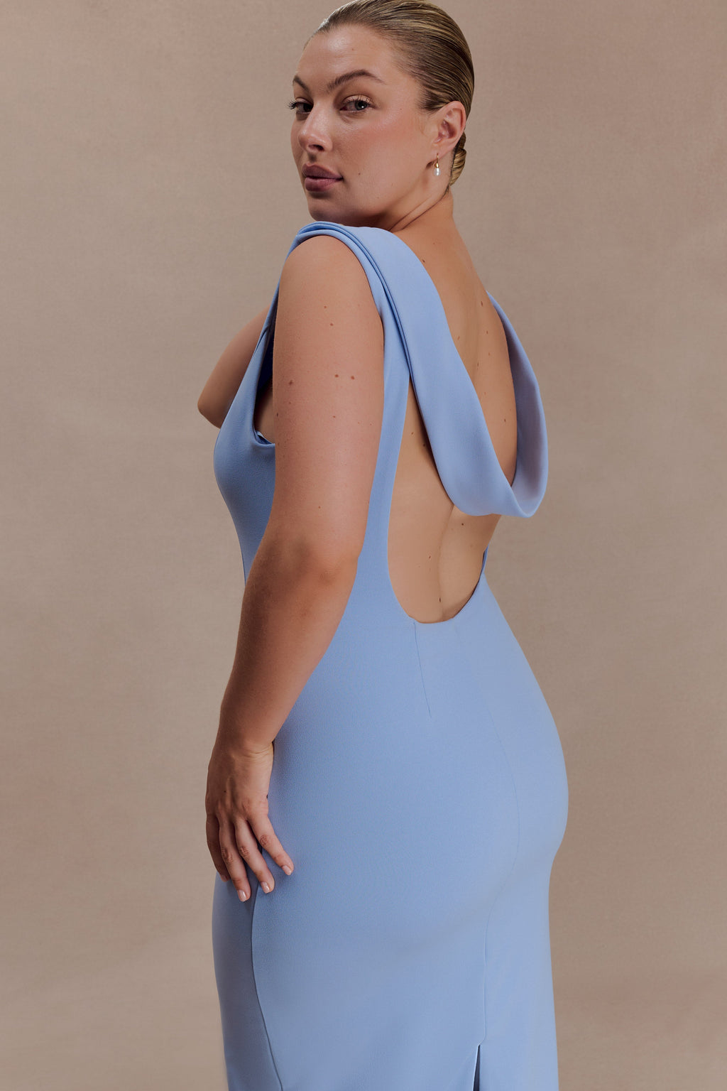 Galilea Crepe Draped Maxi Dress - Cornflower Blue