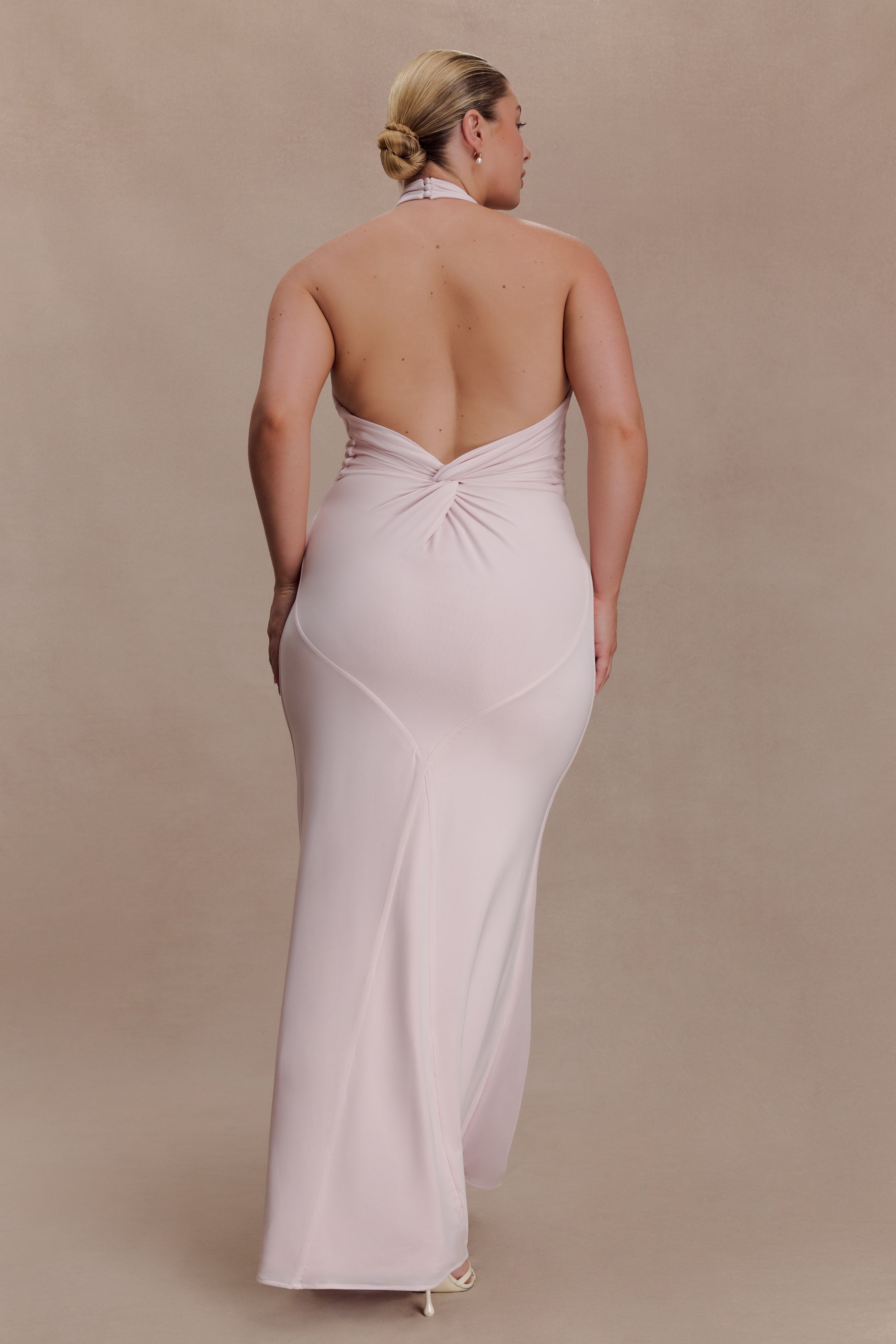 Elyna Slinky Halter Maxi Dress - Pale Pink