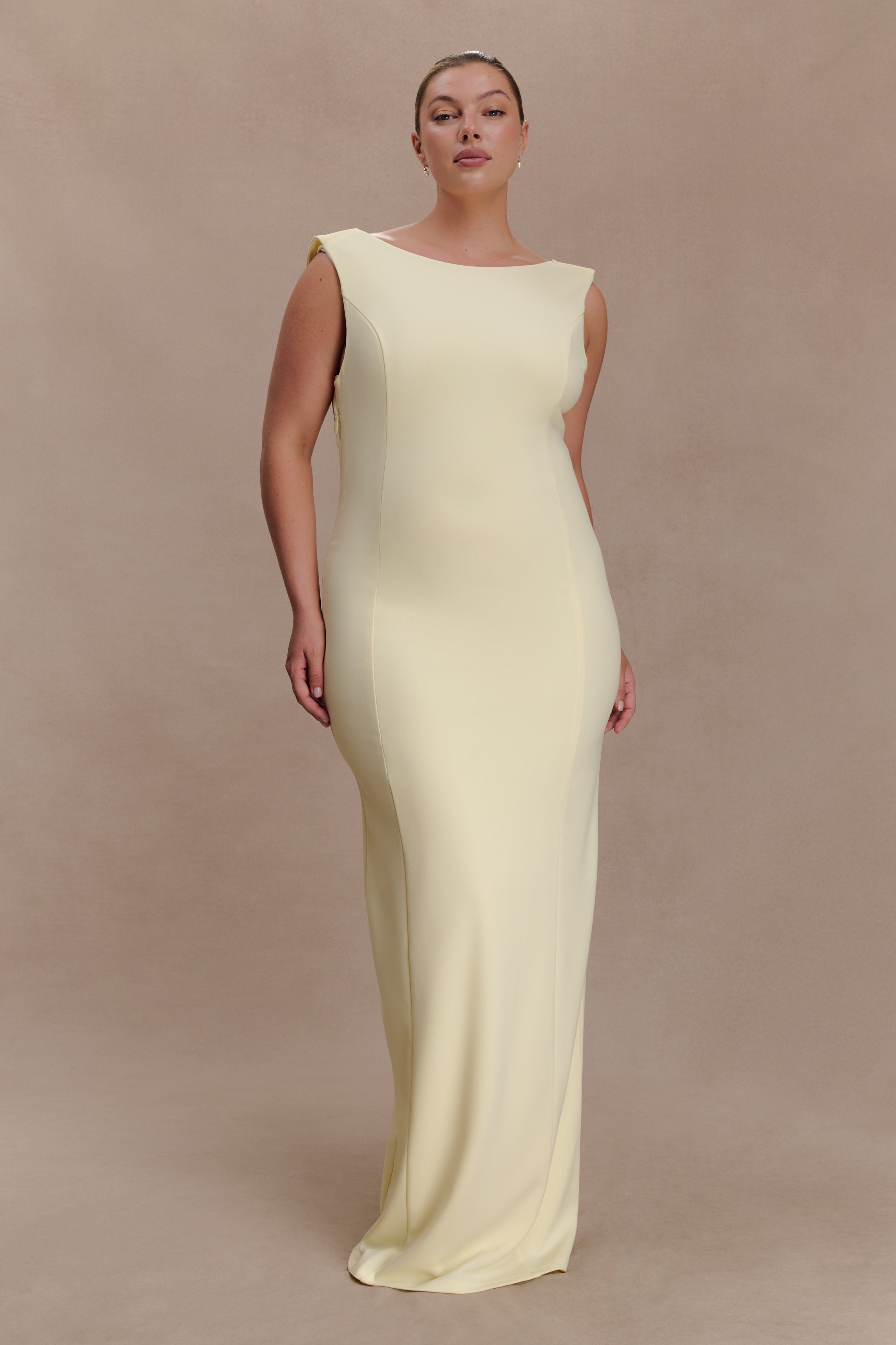 Galilea Crepe Draped Maxi Dress - Lemon