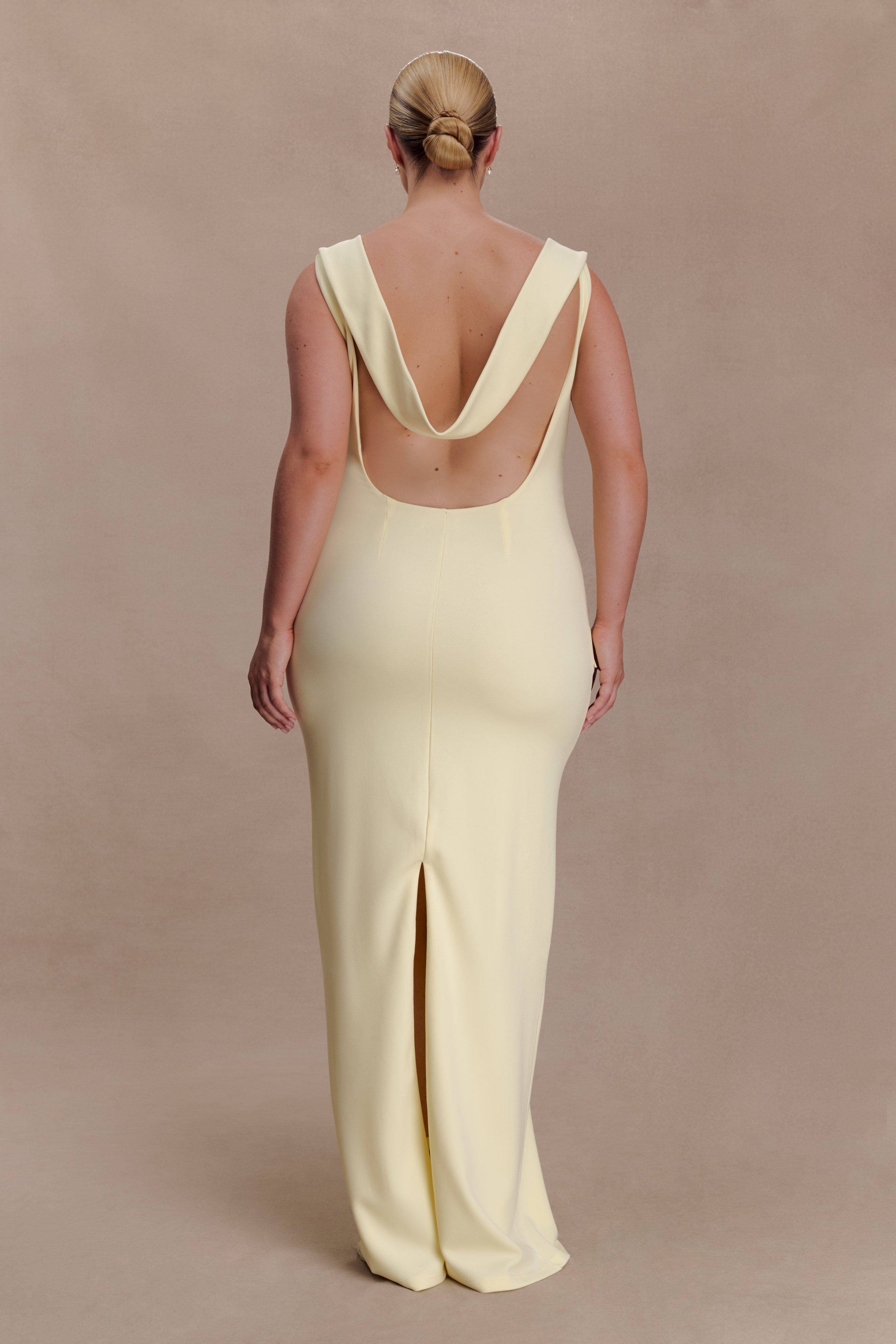 Galilea Crepe Draped Maxi Dress - Lemon