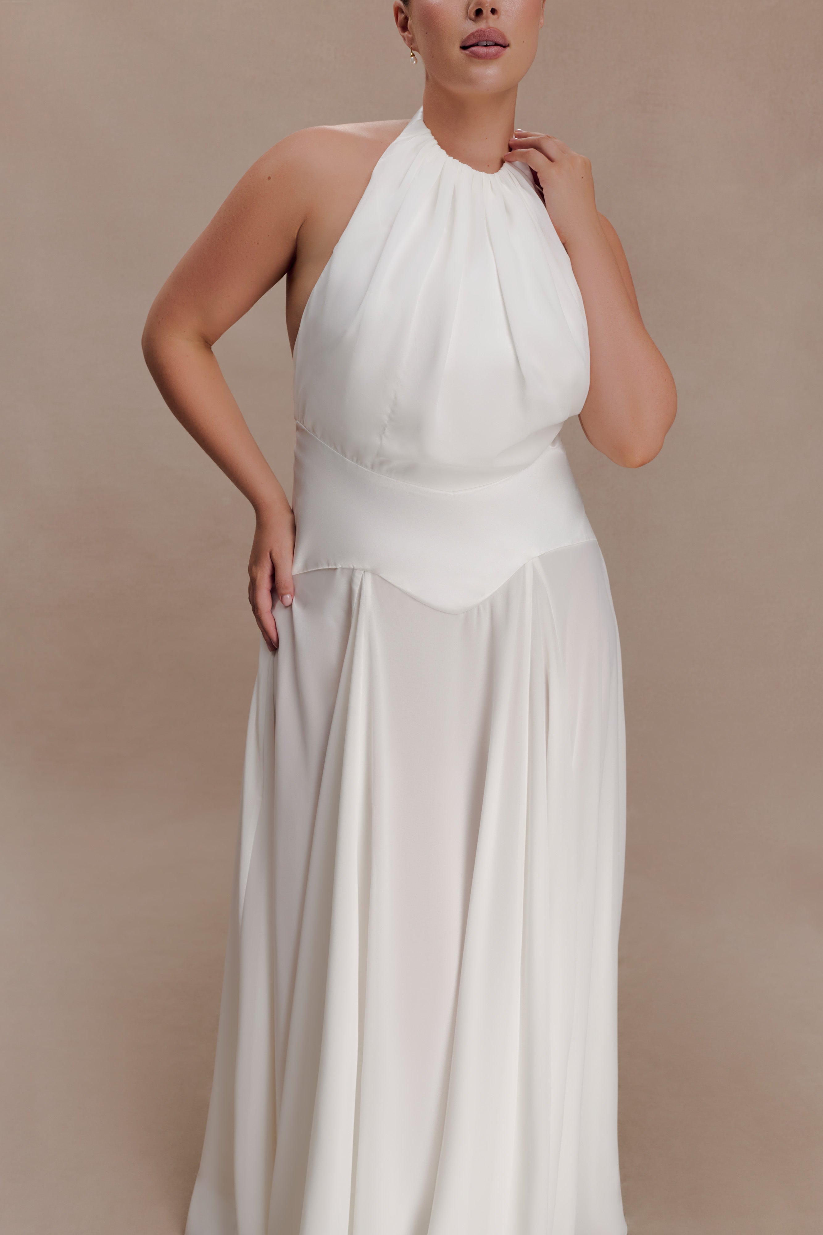 Susan Chiffon Halter Maxi Dress - Ivory