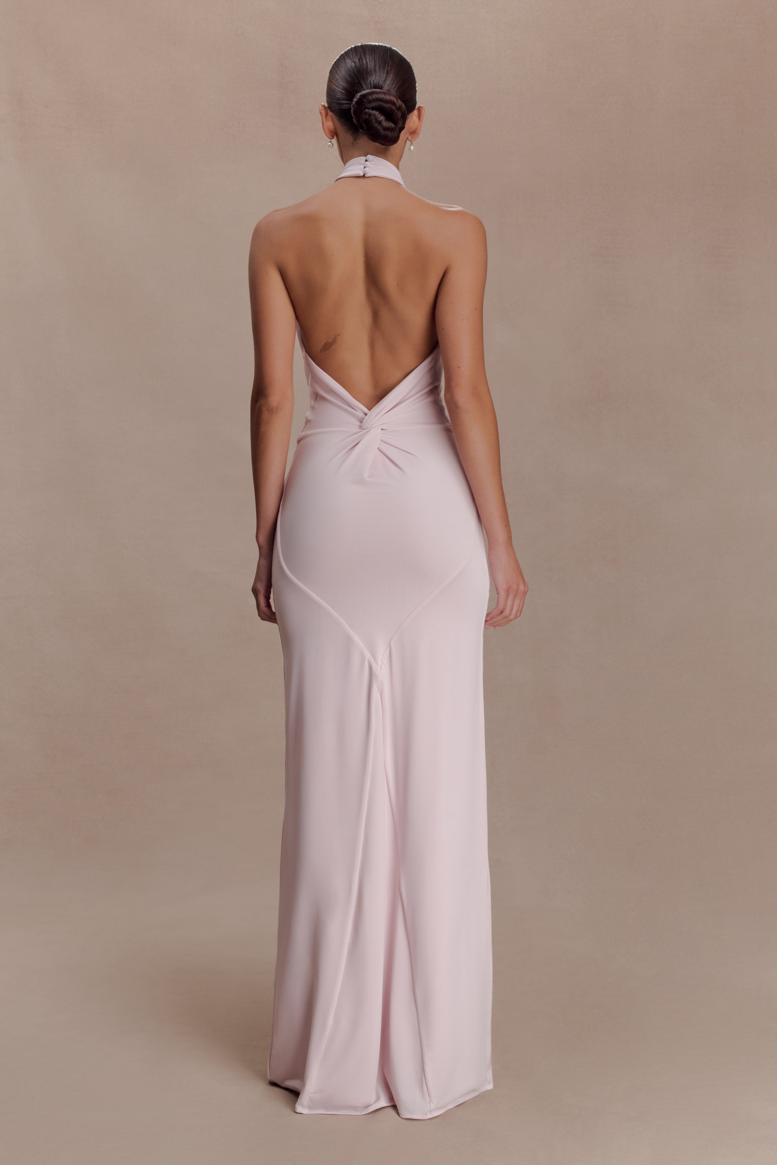 Elyna Slinky Halter Maxi Dress - Pale Pink