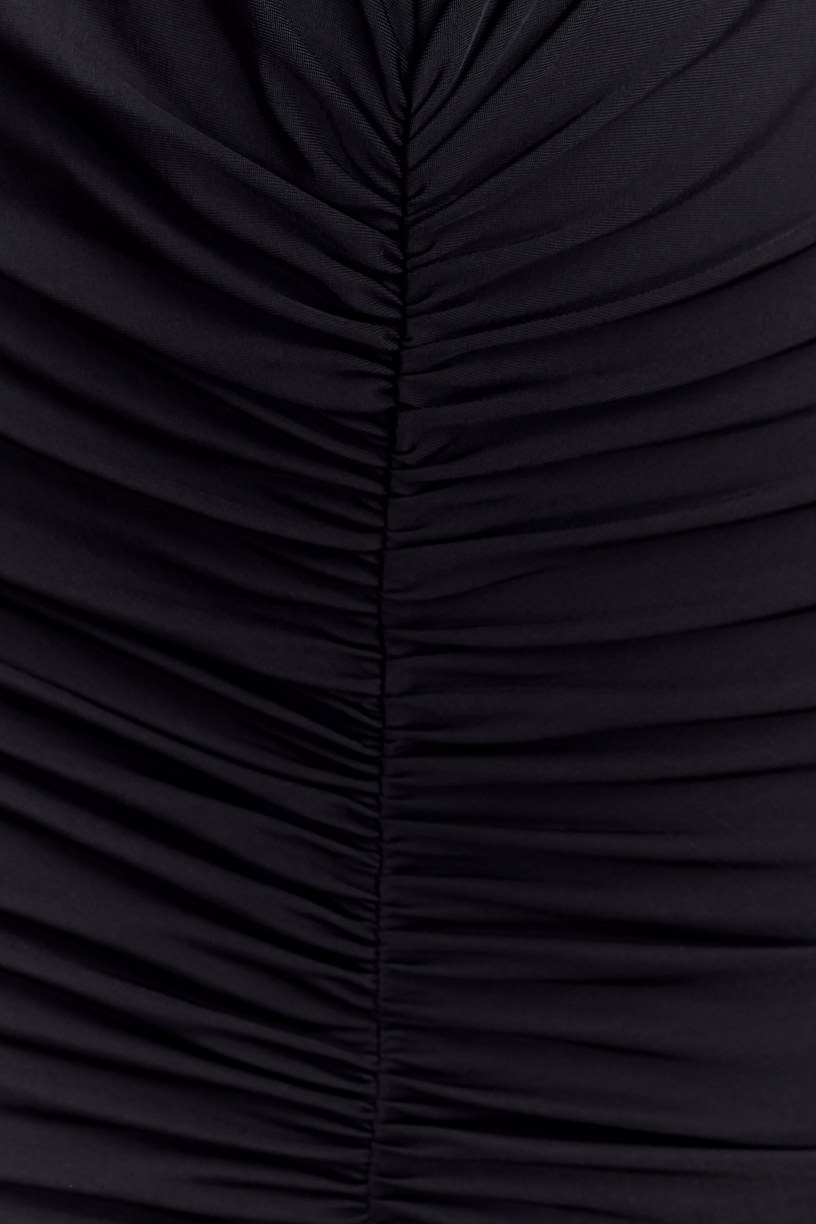 Louisa Long Sleeve Slinky Maxi Dress - Black