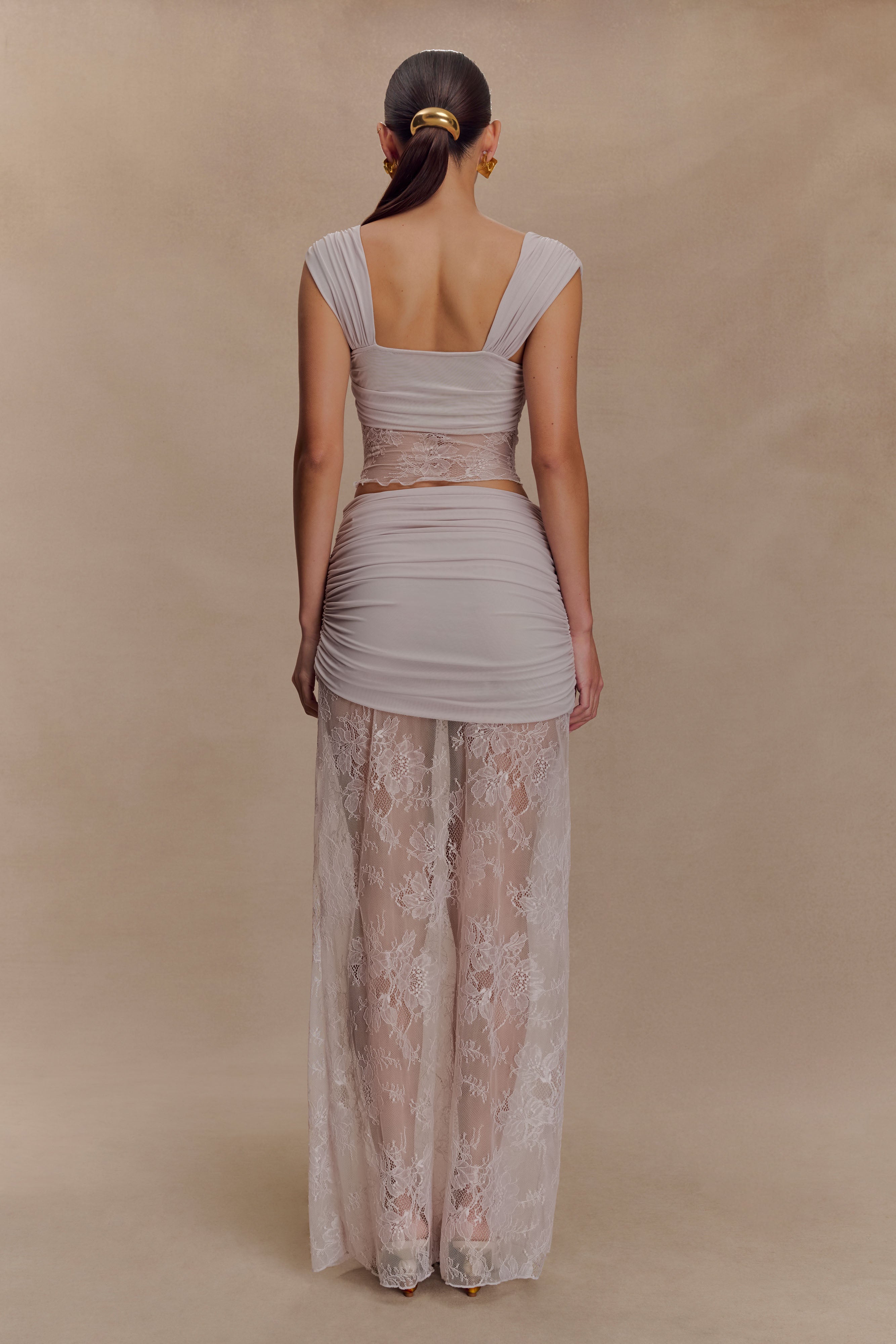 Guinevere Lace And Mesh Top - Lilac