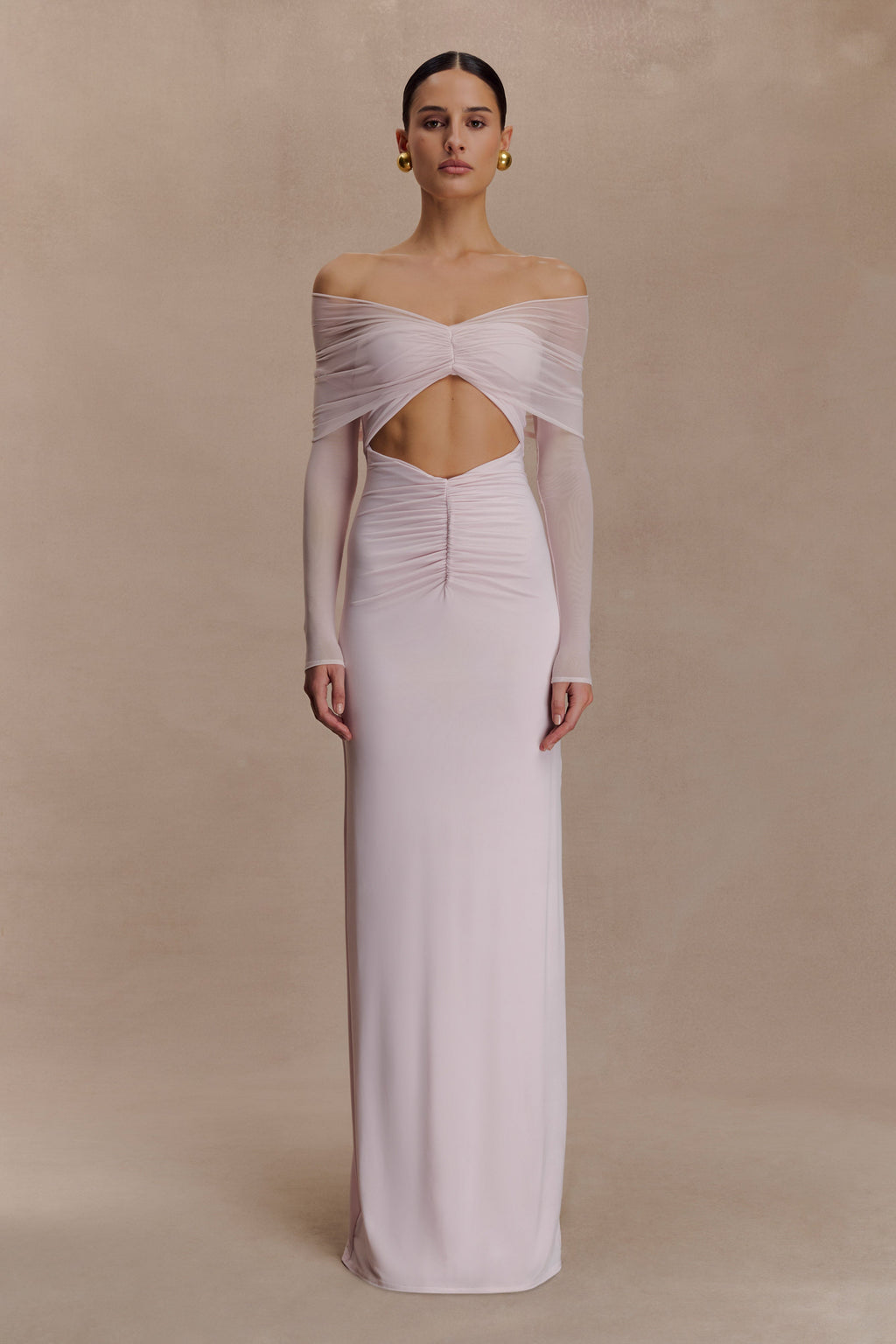 Rafaella Slinky And Mesh Maxi Dress - Pale Pink