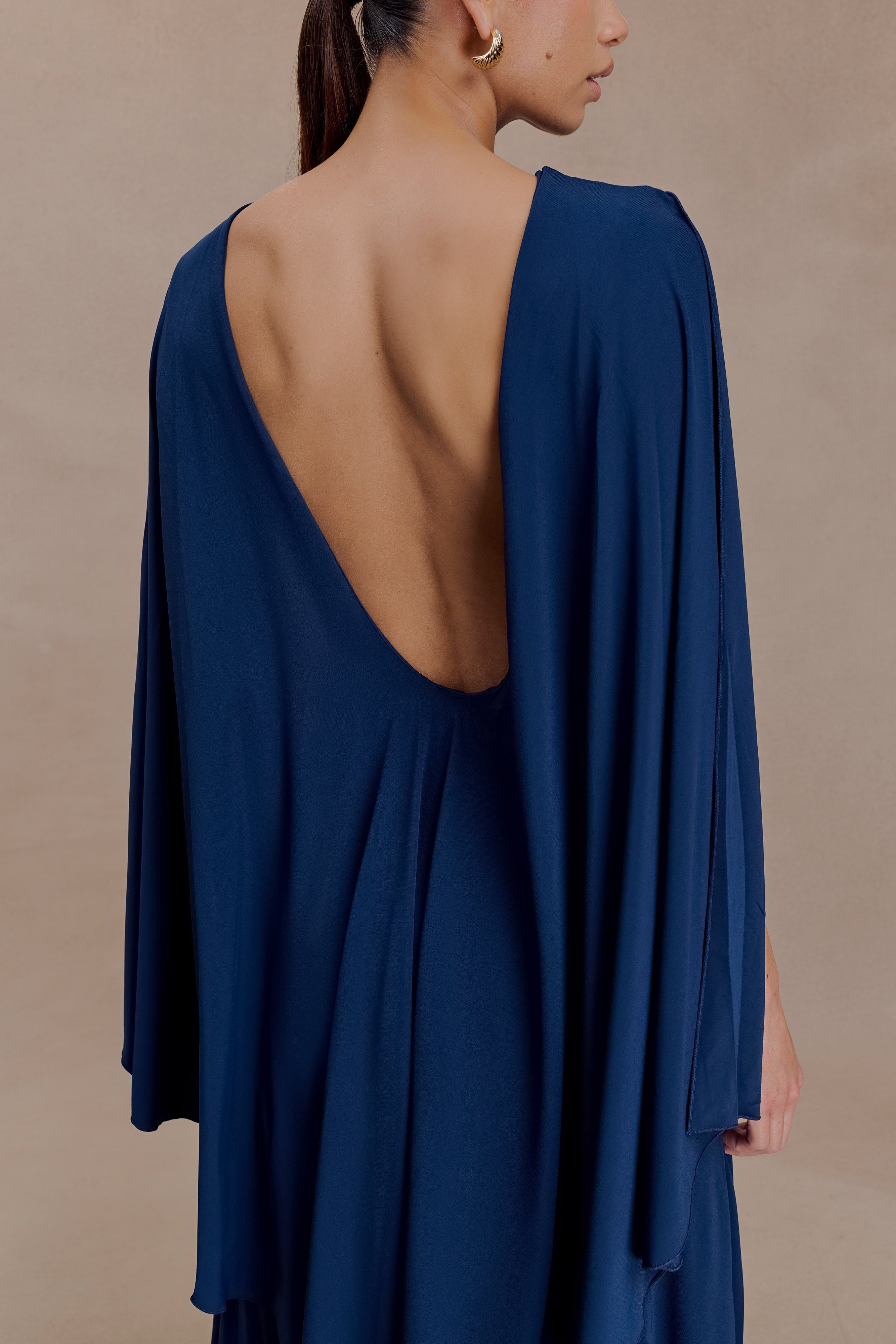 Emory Jersey Cape Maxi Dress - Navy