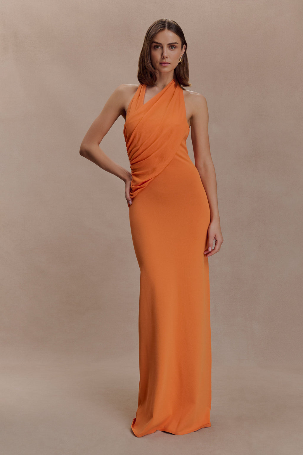 Elma Halter Knit Maxi Dress - Orange