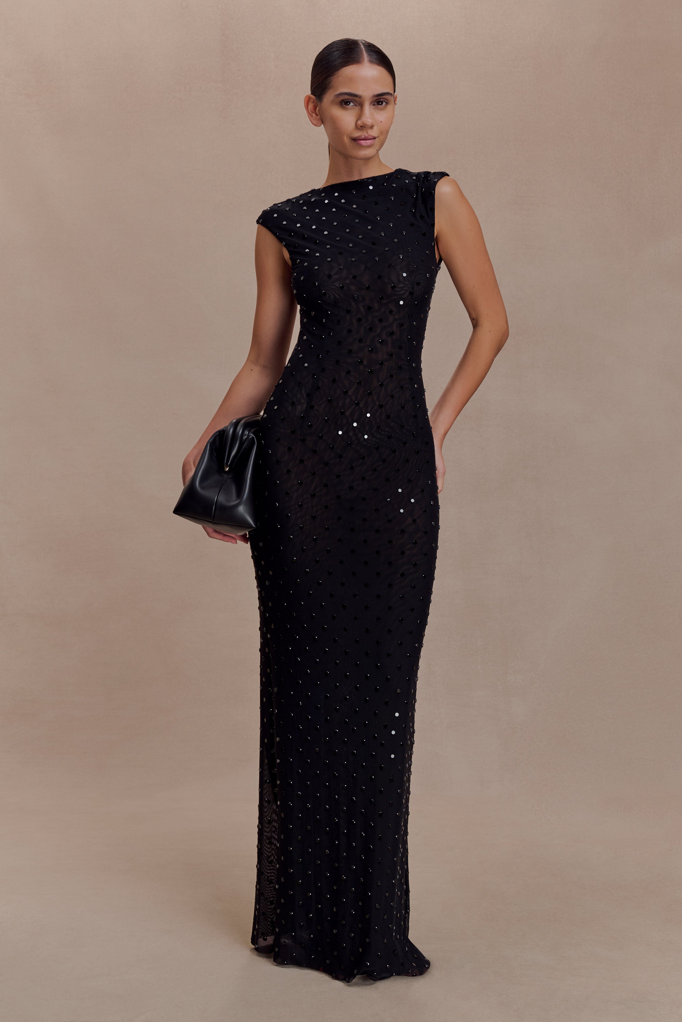 Samara Sleeveless Diamante Maxi Dress - Black