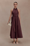 Cindy Collared Midi Dress - Chocolate