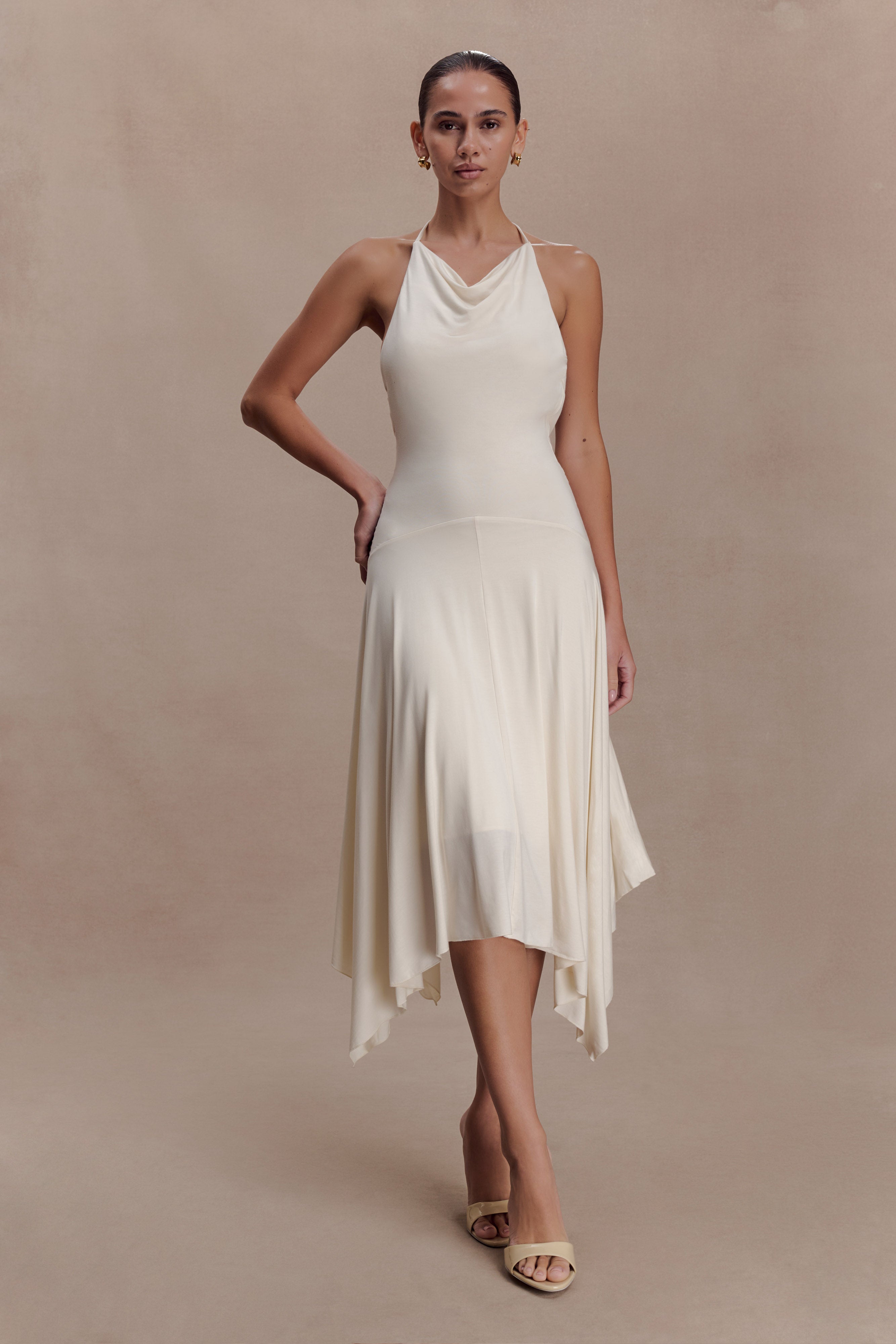 Sylvie Modal Hankie Midi Dress - Ivory
