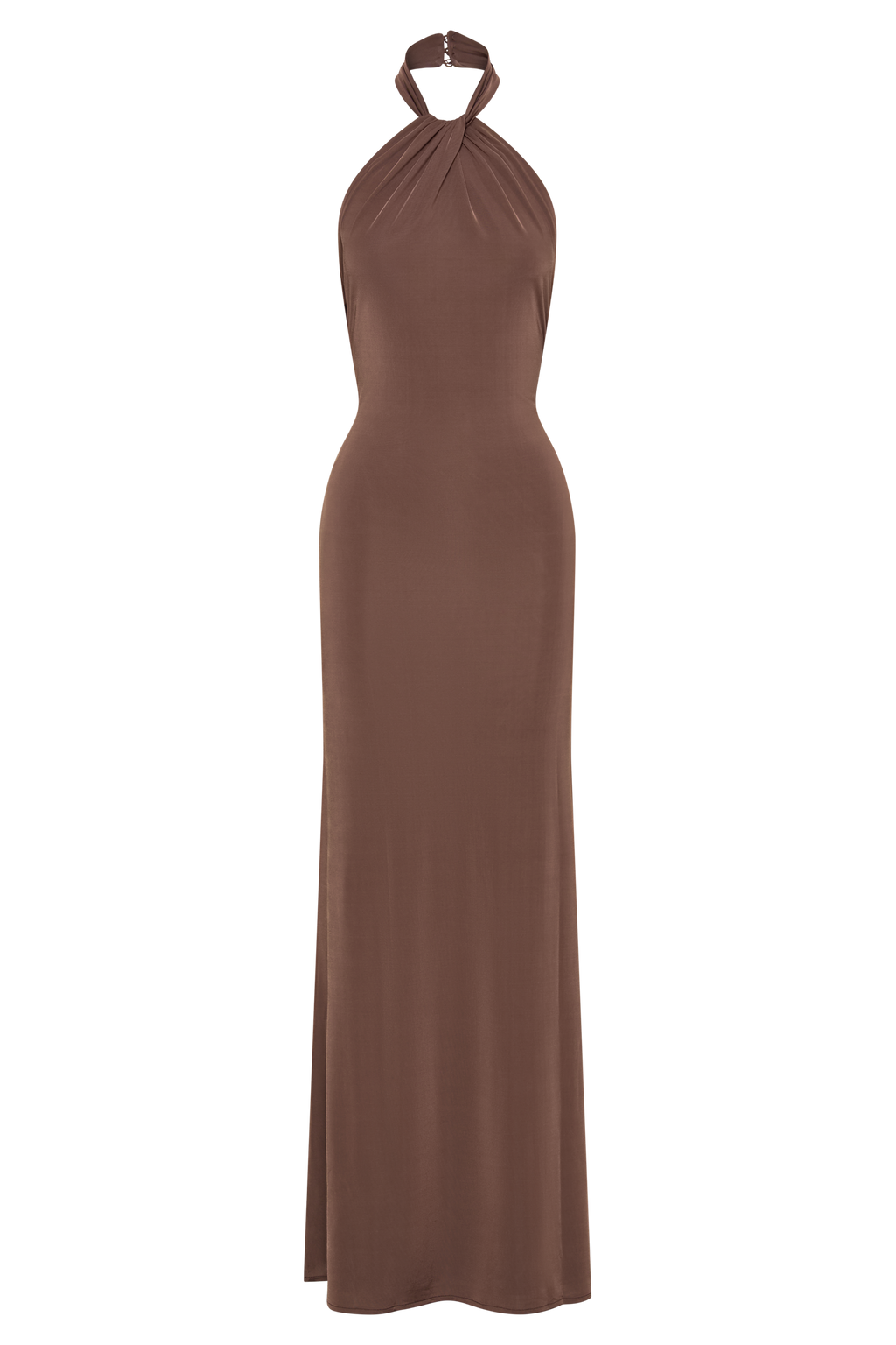 Elyna Slinky Halter Maxi Dress - Chocolate