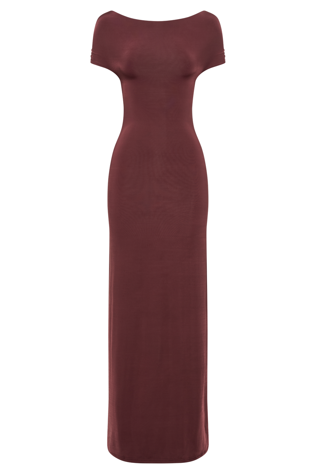 Imogen Off Shoulder Slinky Maxi Dress - Mahogany