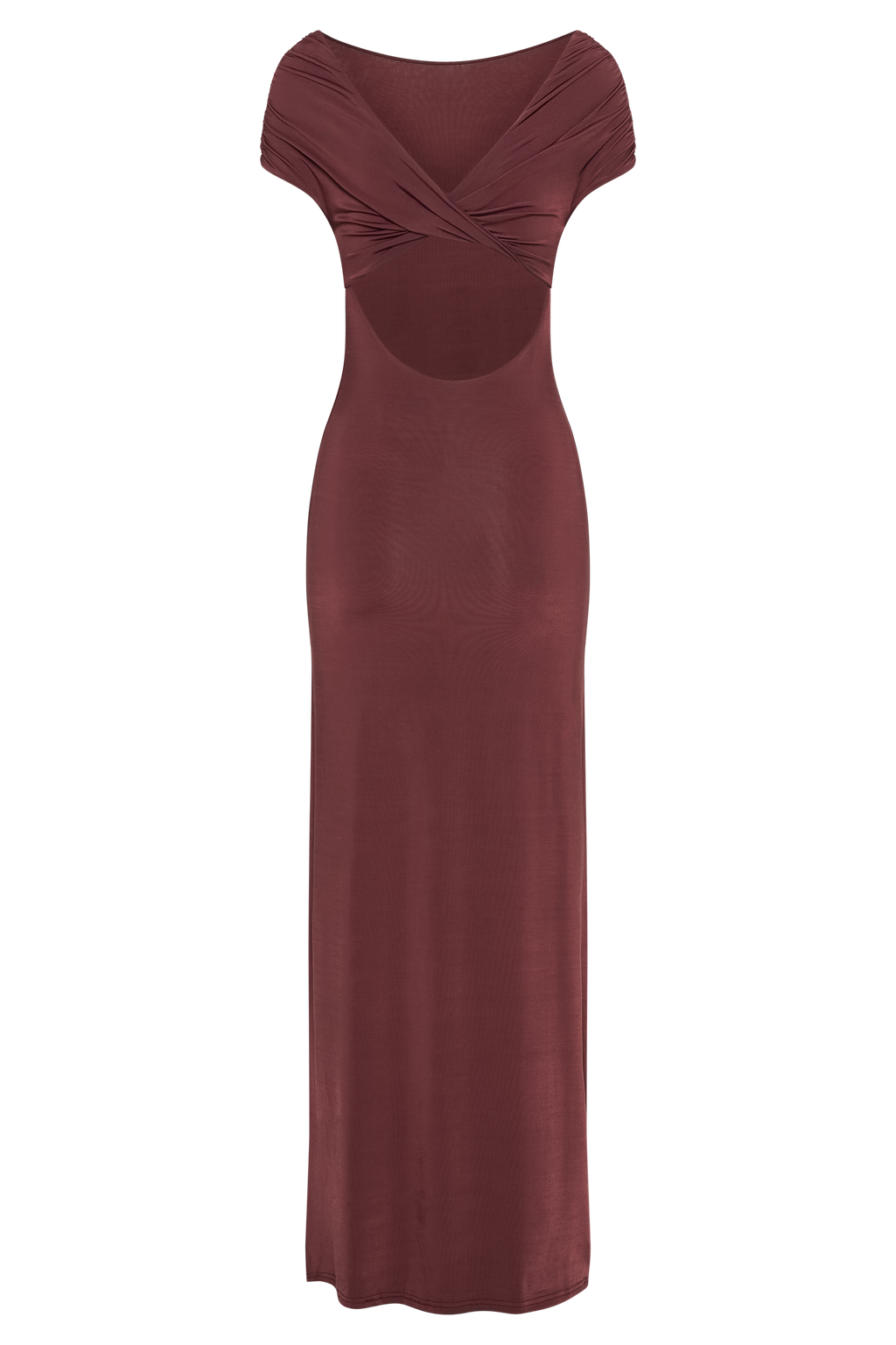 Imogen Off Shoulder Slinky Maxi Dress - Mahogany