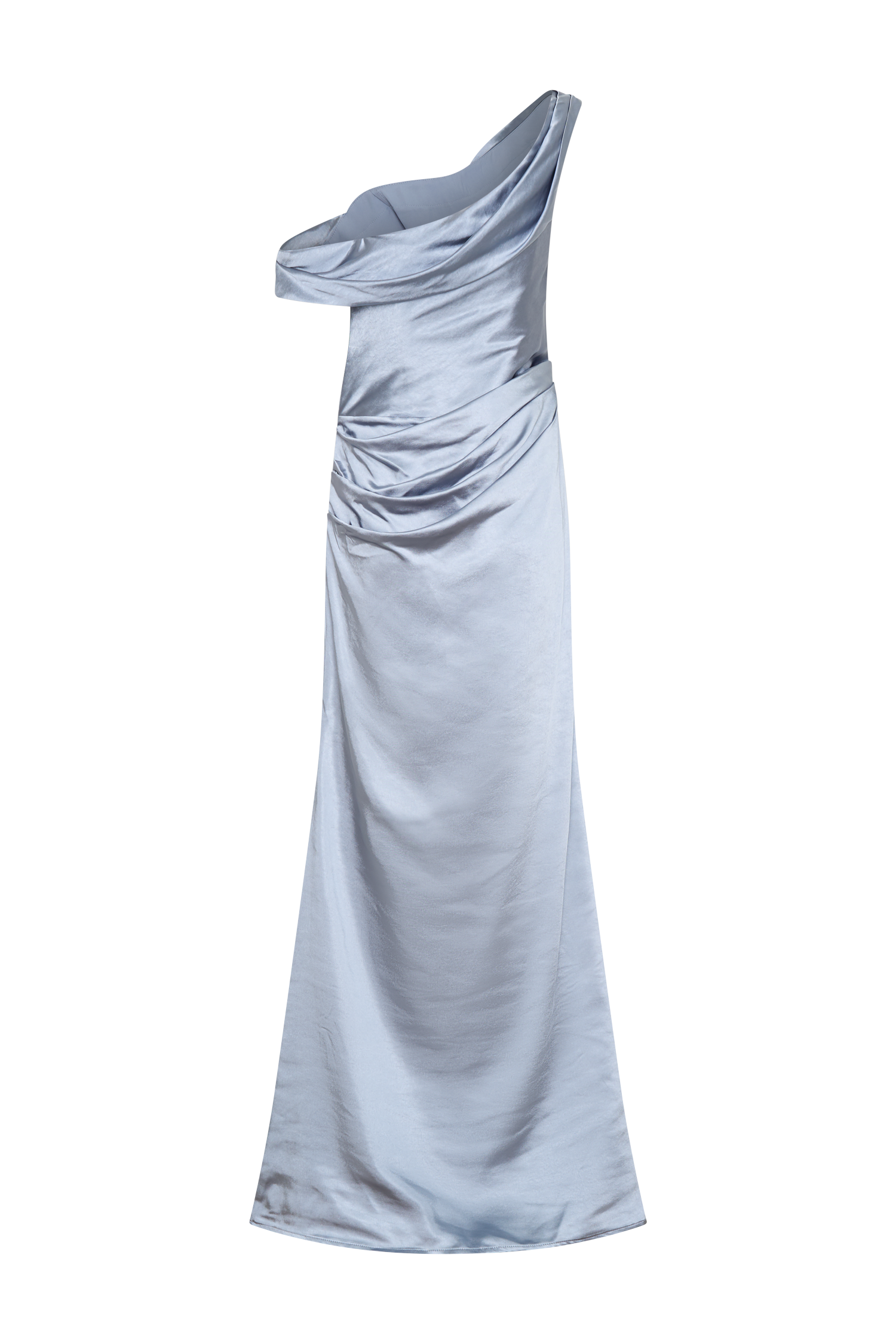 Dalia Off Shoulder Satin Maxi Dress - Frosted Blue