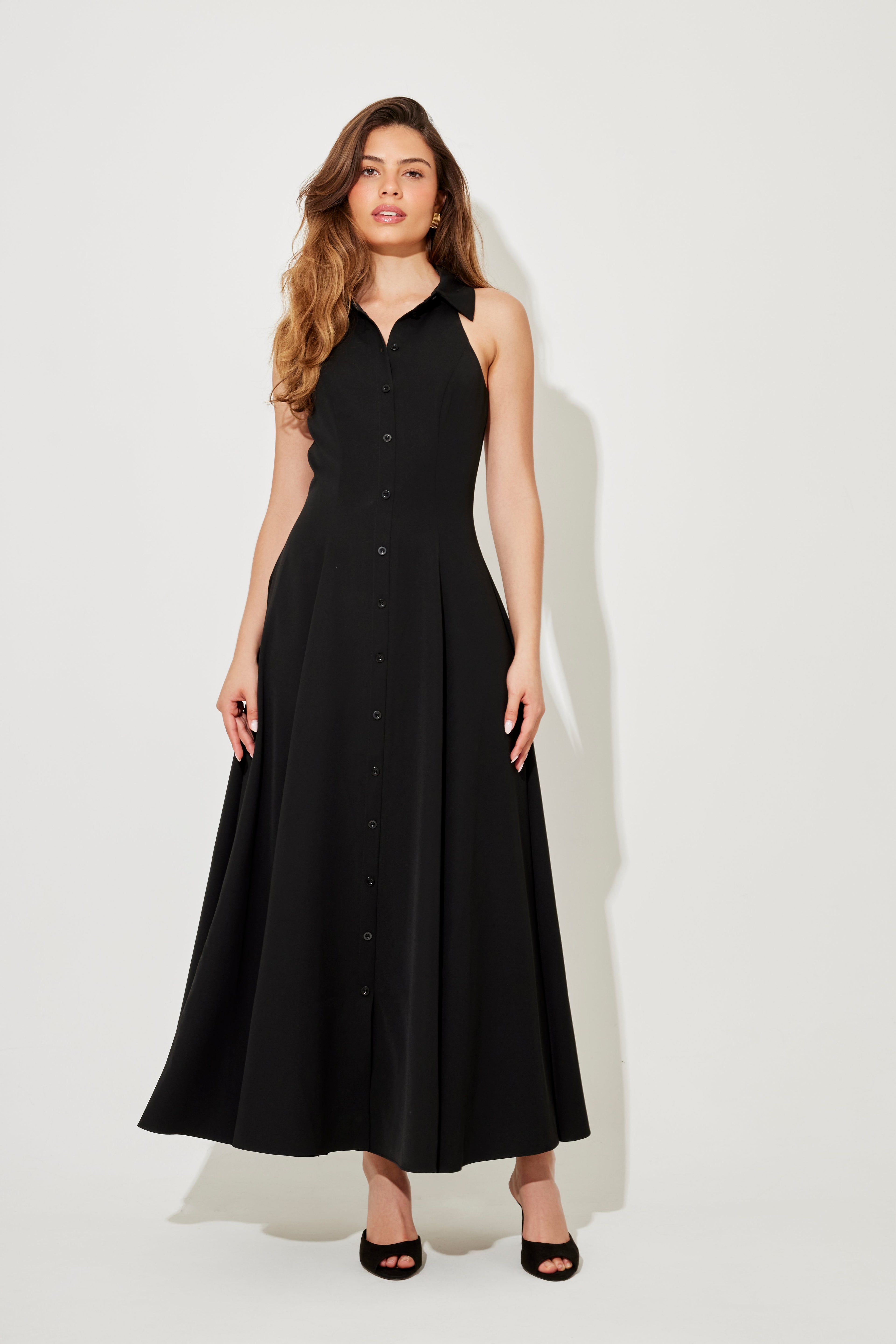 Flowy Collar Maxi Dress