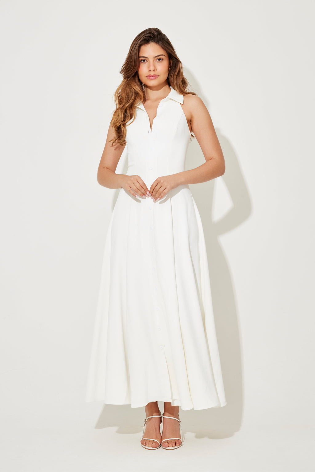 Flowy Collar Maxi Dress