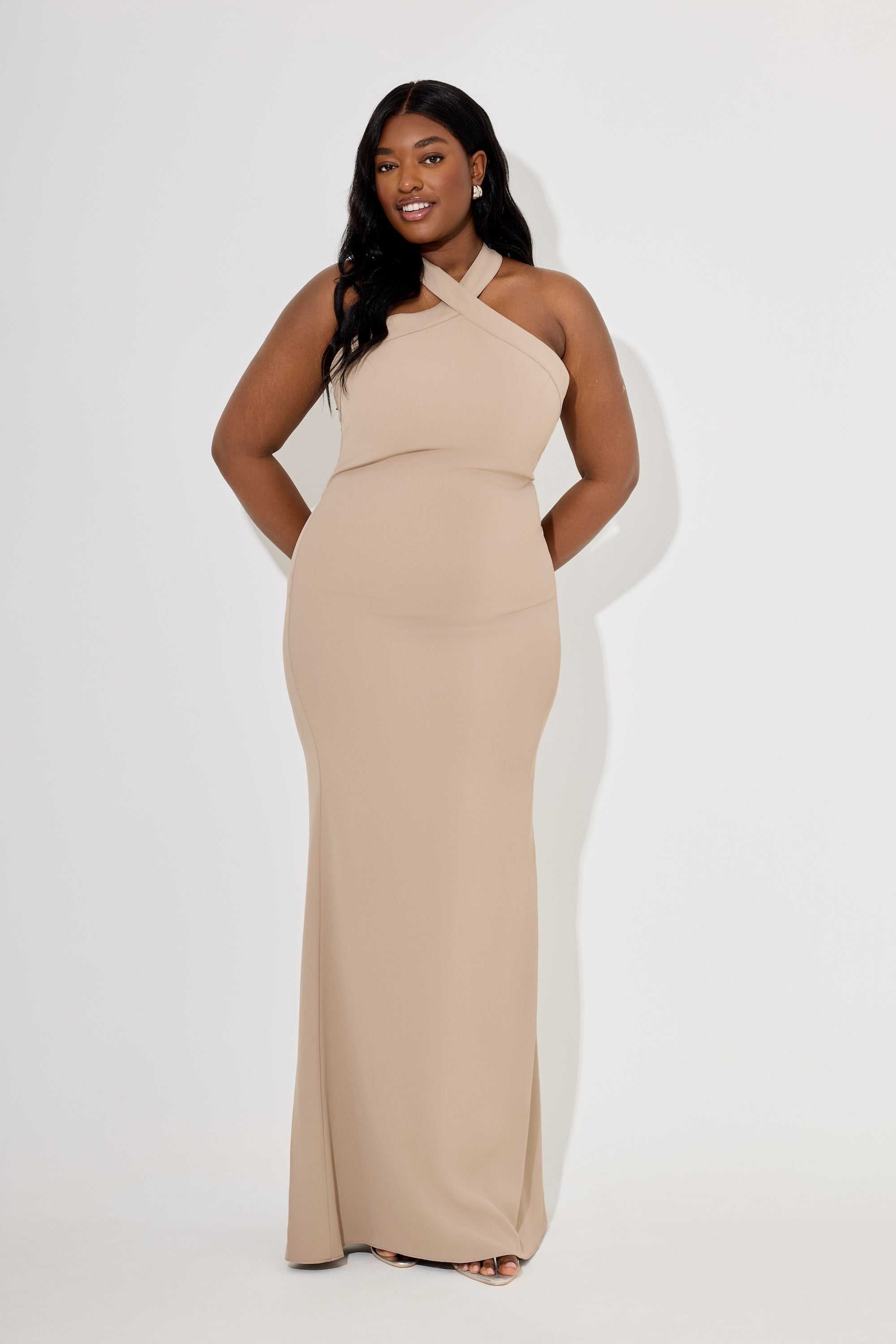 Cross Halter Neck Maxi Dress