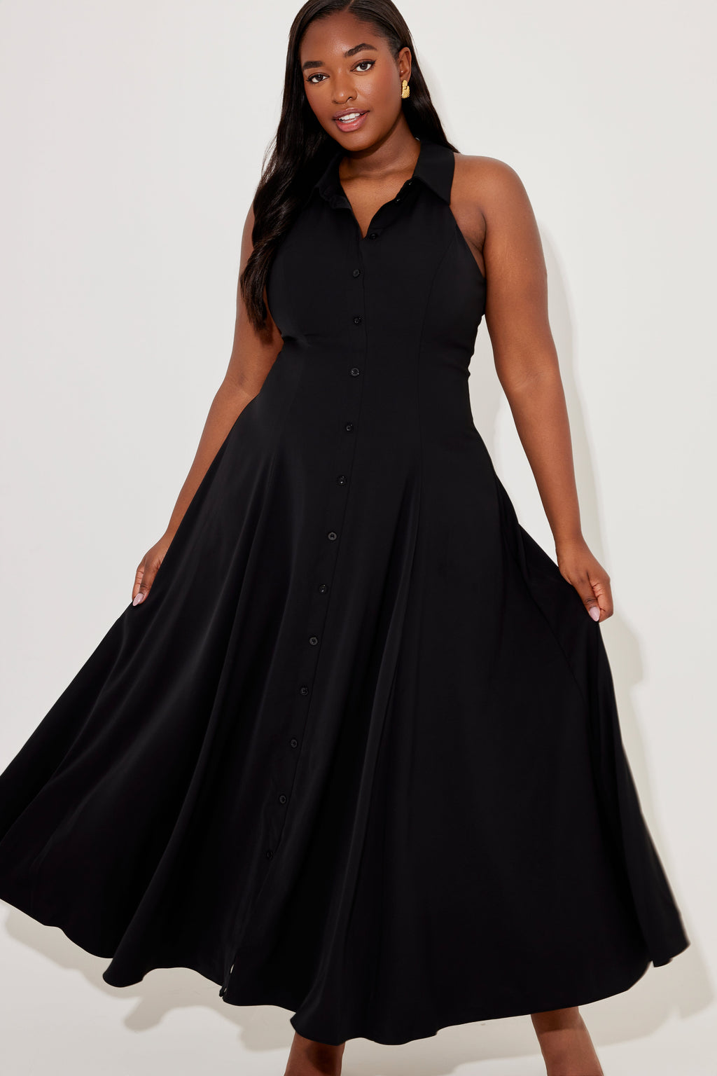 Flowy Collar Maxi Dress