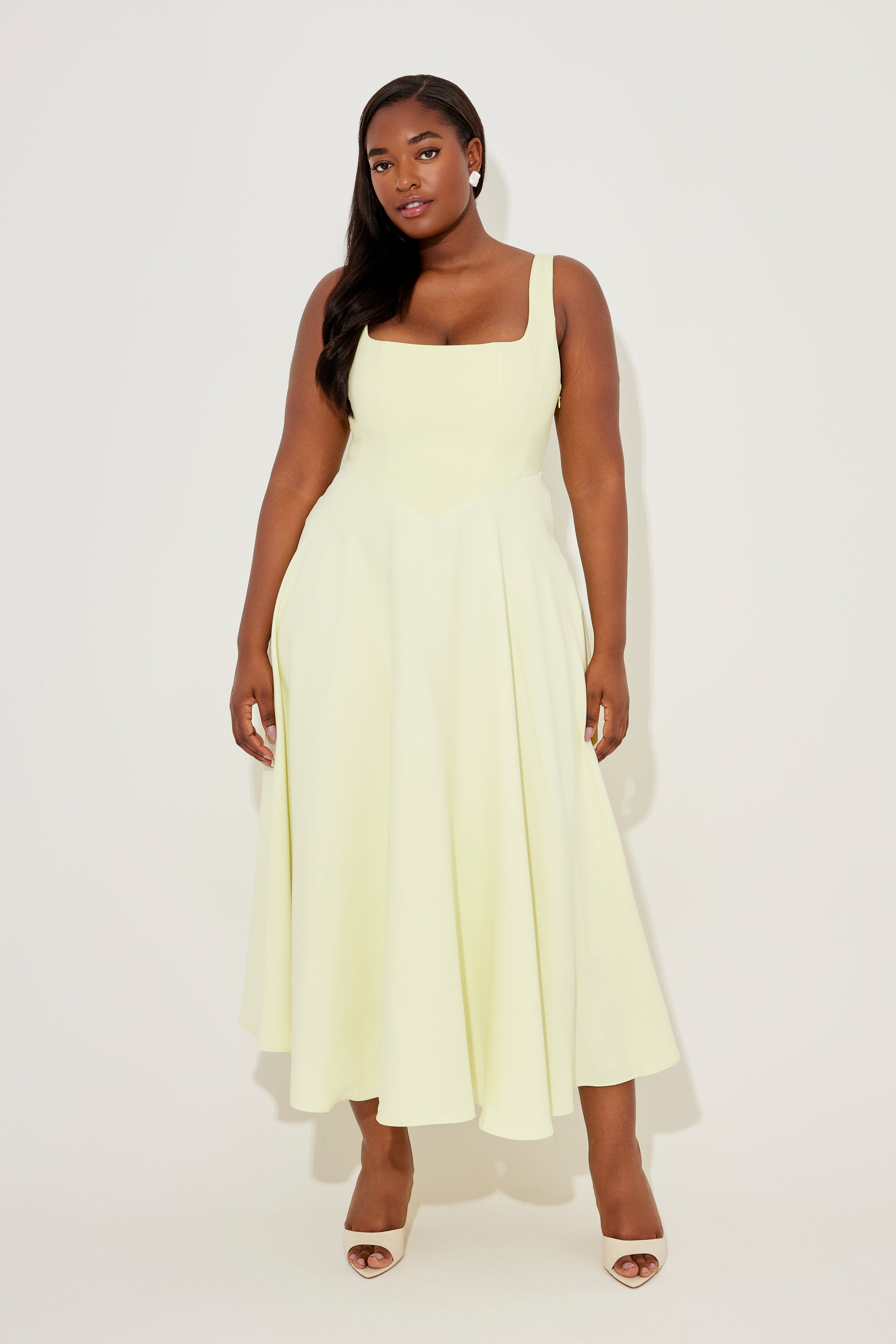 Square Neck Midi Dress
