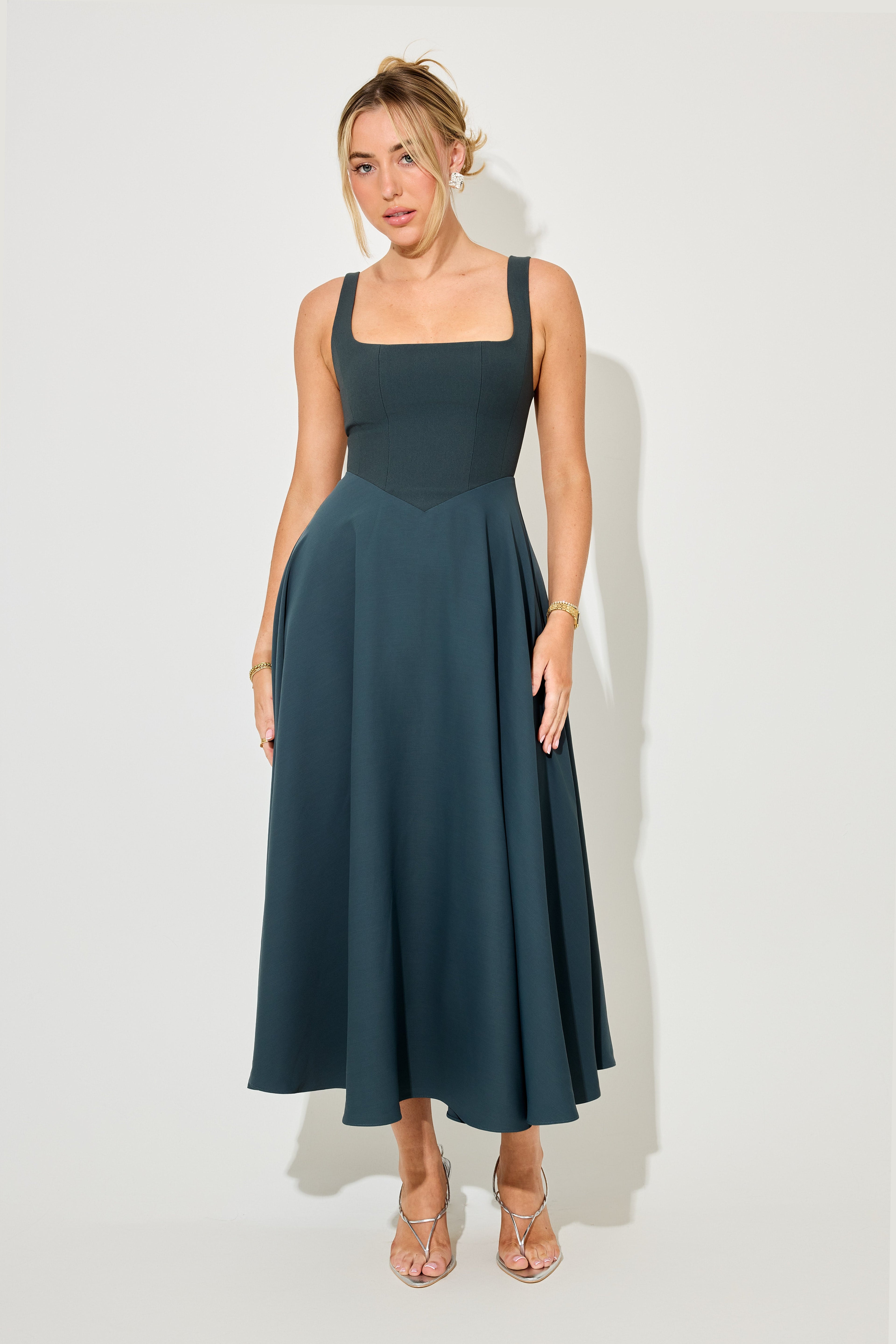 Square Neck Midi Dress