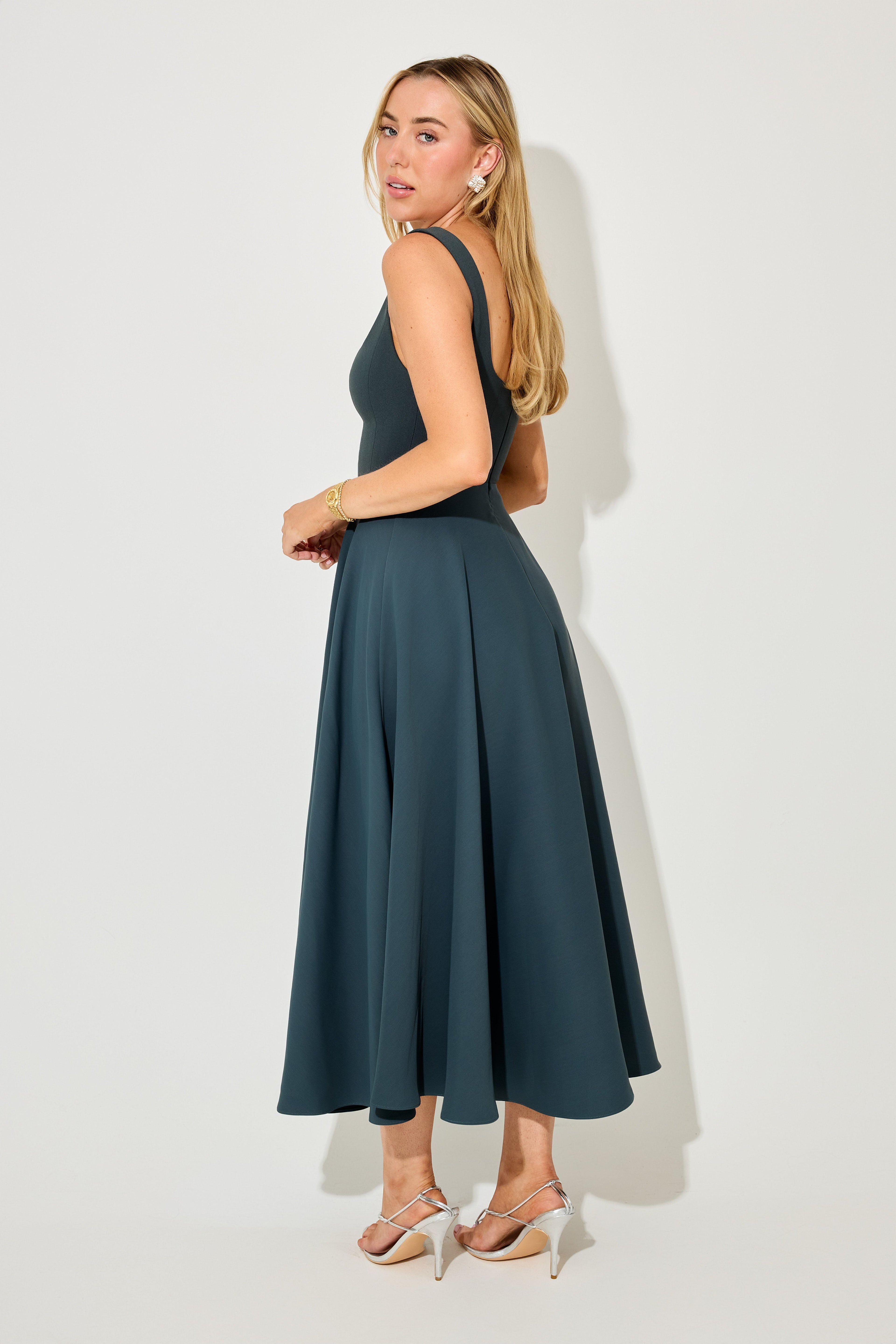 Square Neck Midi Dress