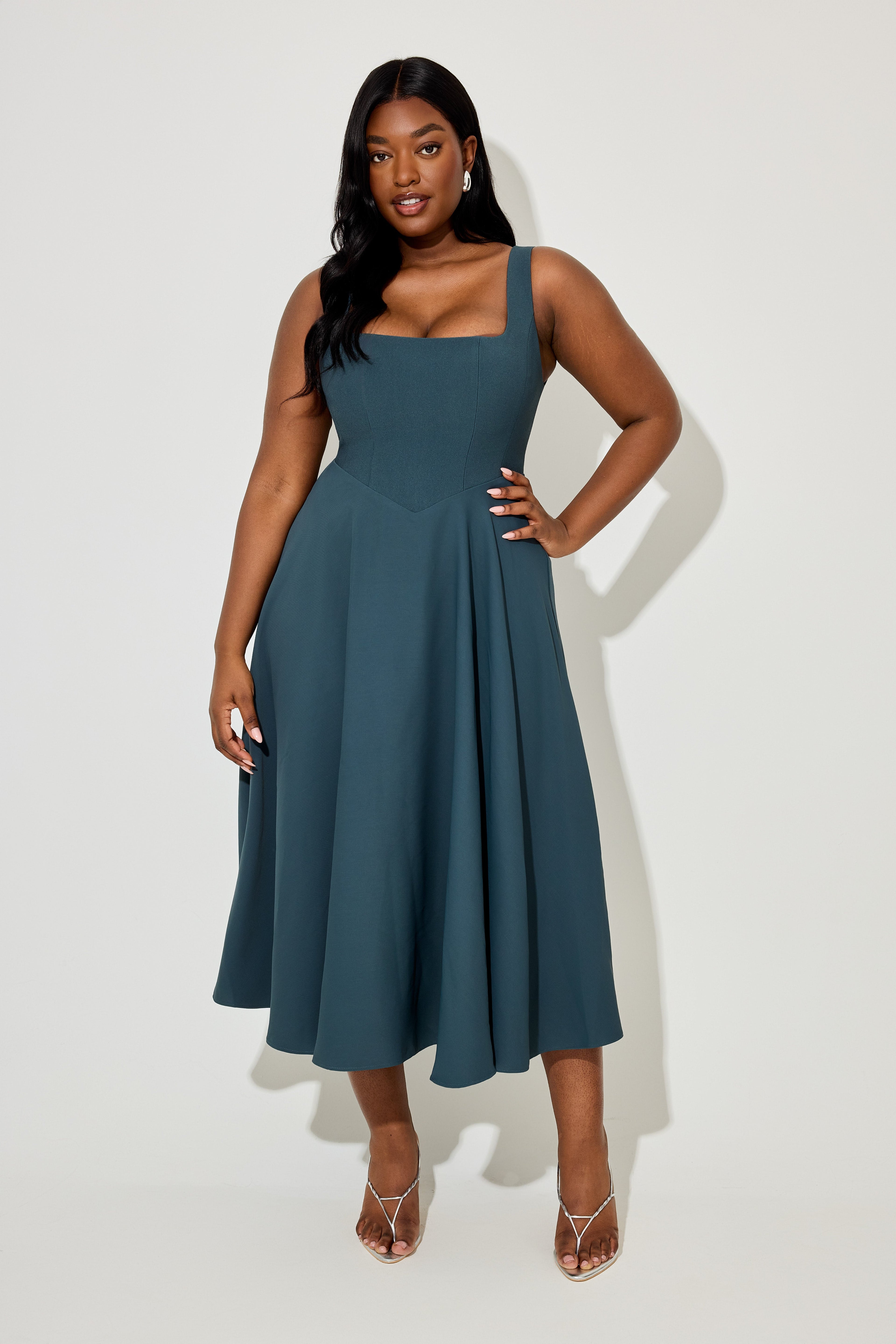 Square Neck Midi Dress