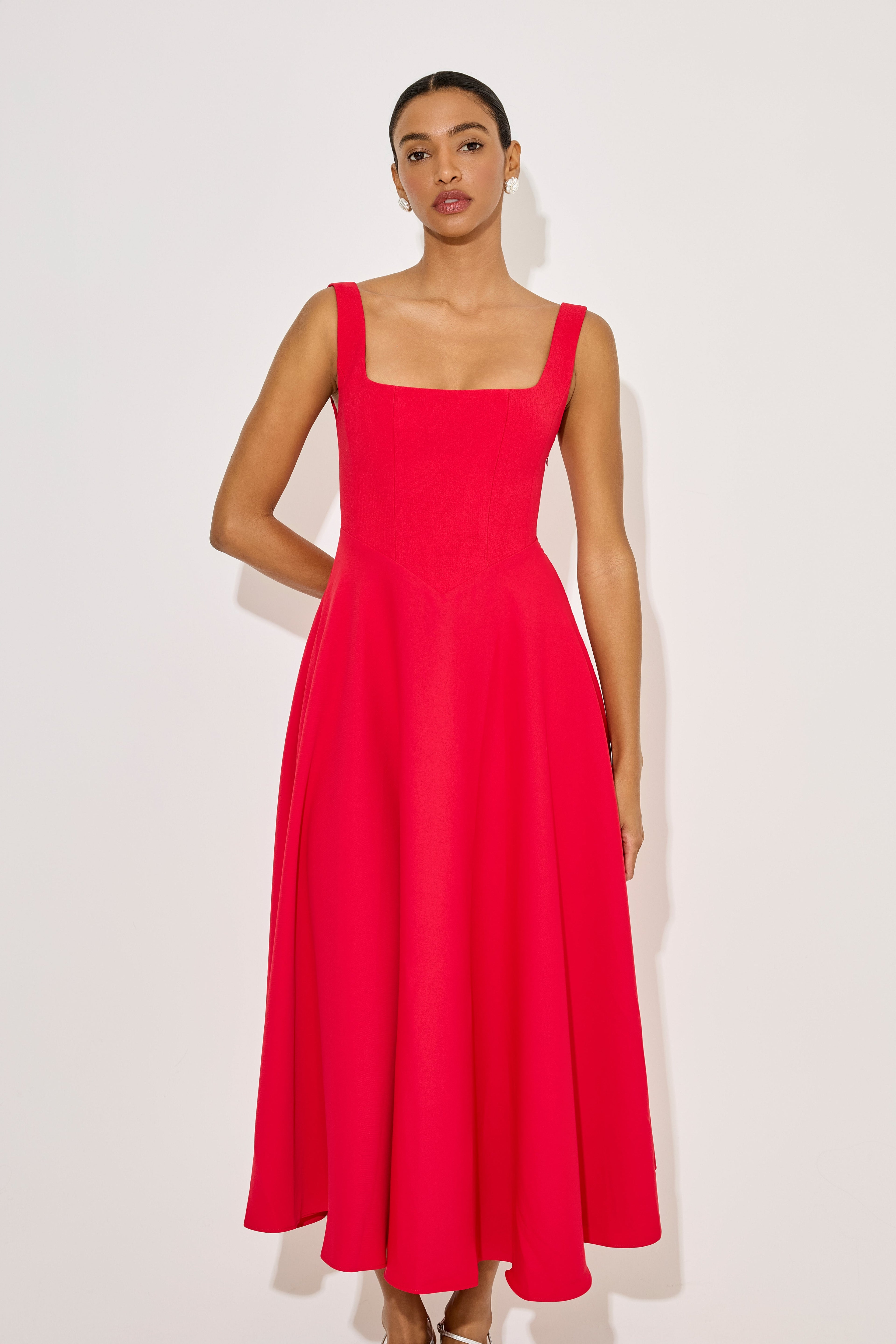 Square Neck Midi Dress