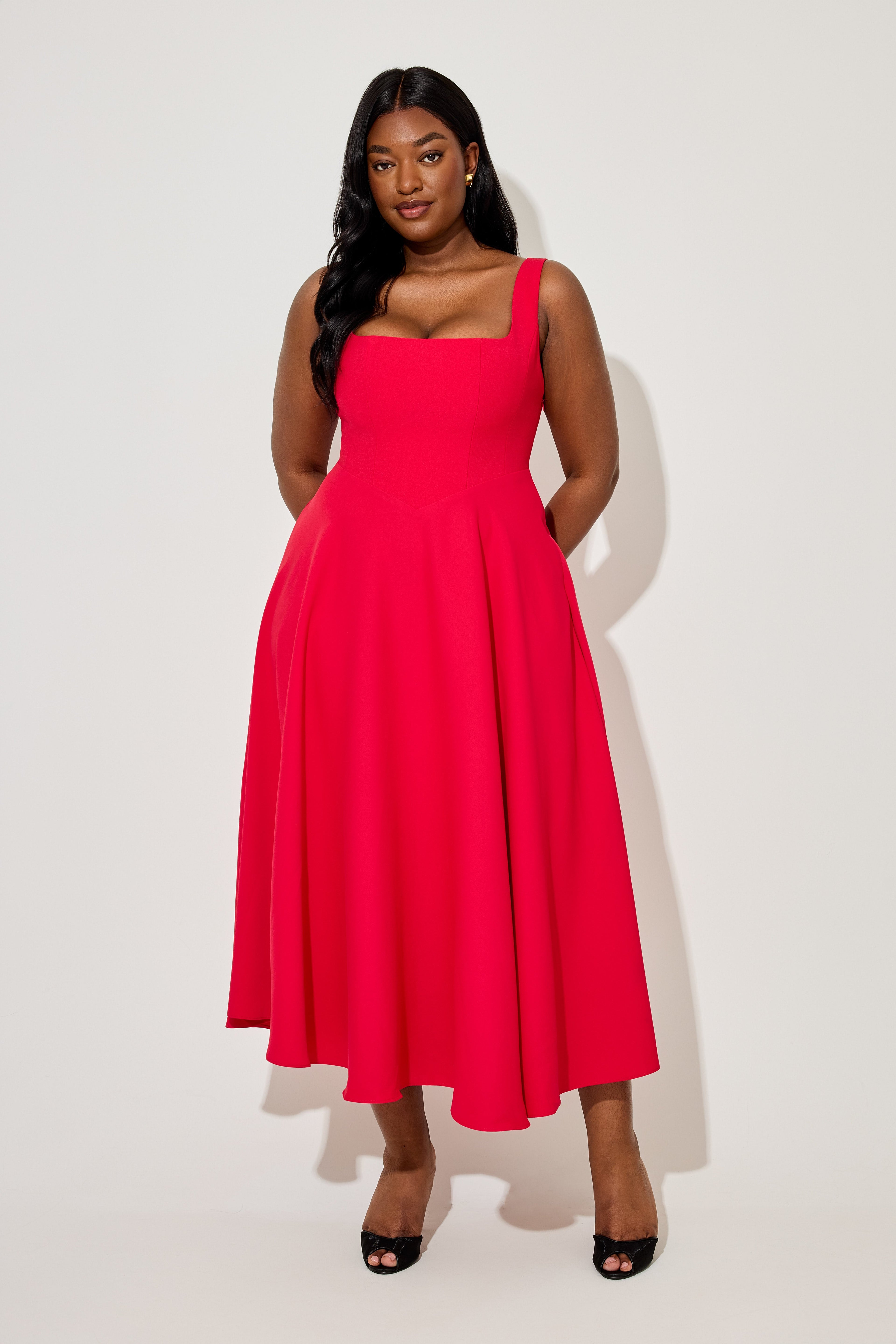 Square Neck Midi Dress