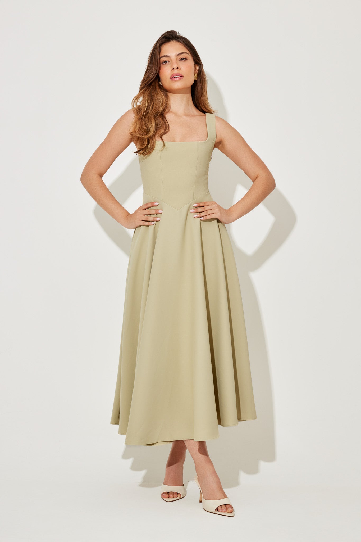 Square Neck Midi Dress