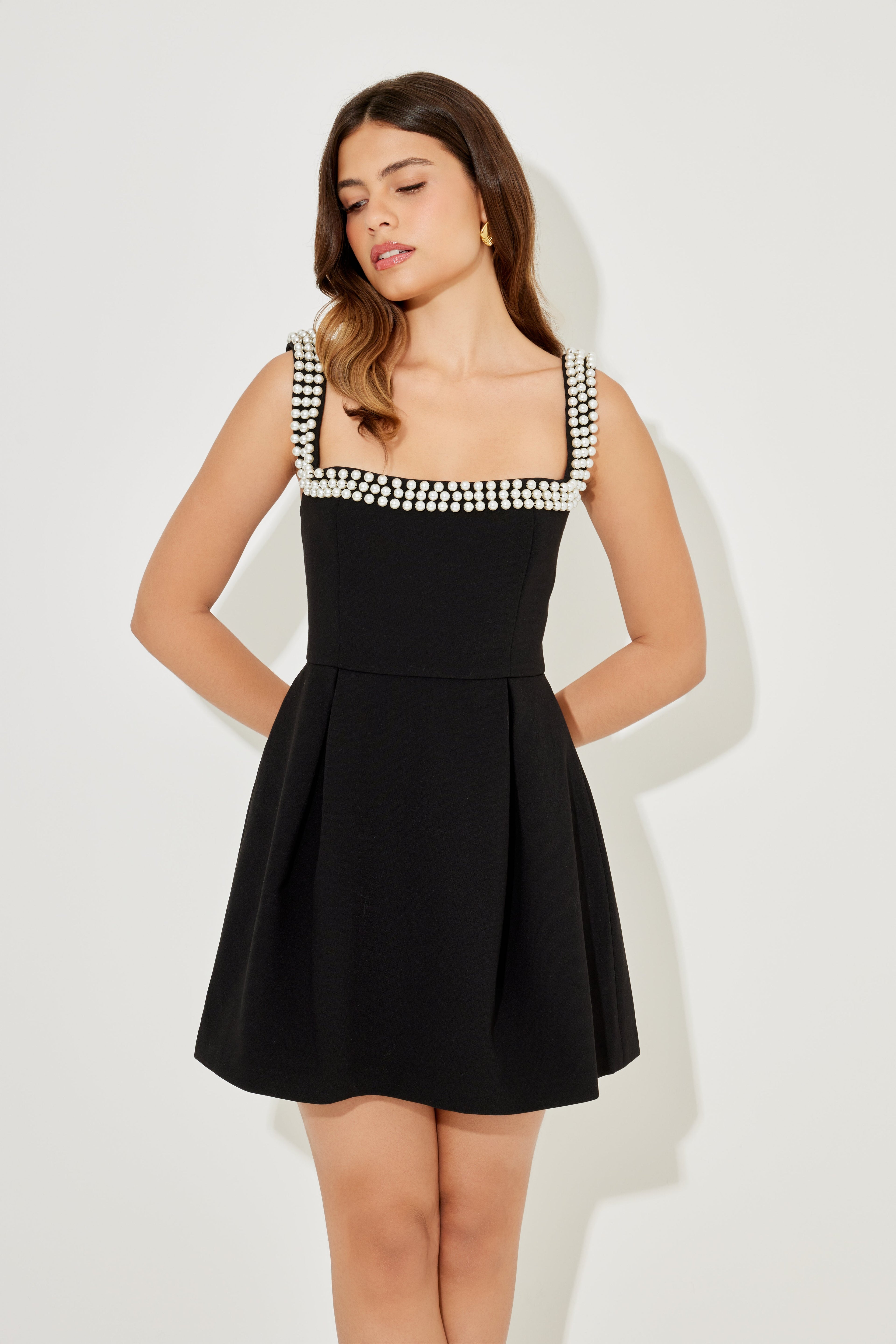 Pearl Trim Mini Dress