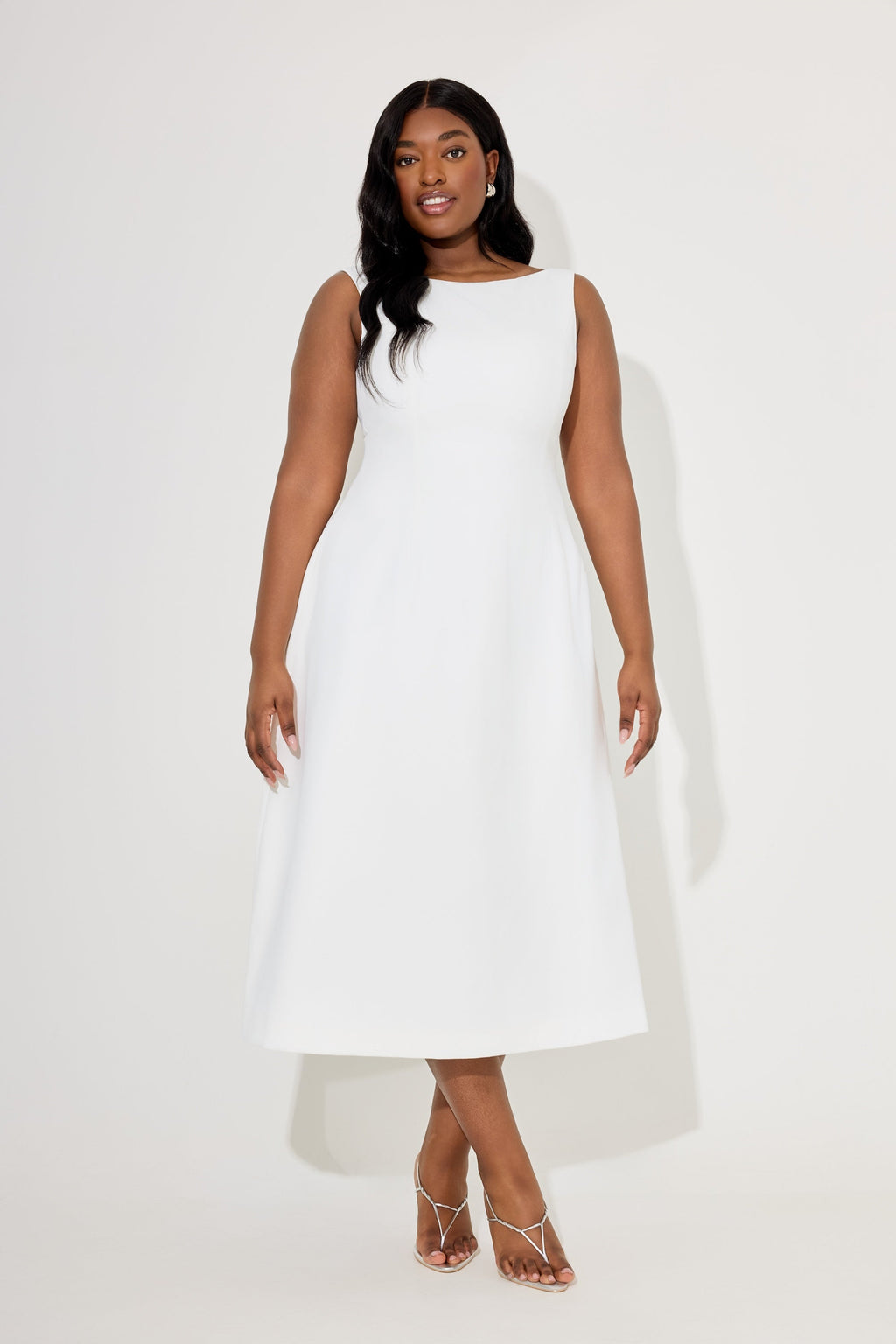 Straight Neck Midi Dress