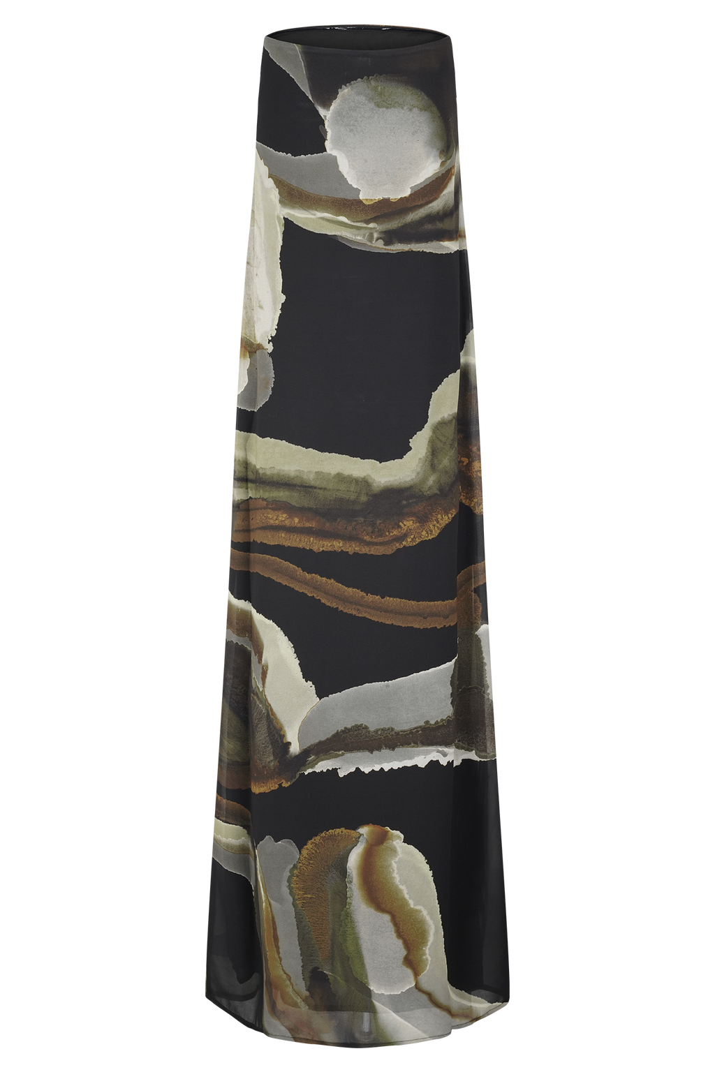 Amaya Strapless Chiffon Maxi Dress - Green Fluid Reverie Print