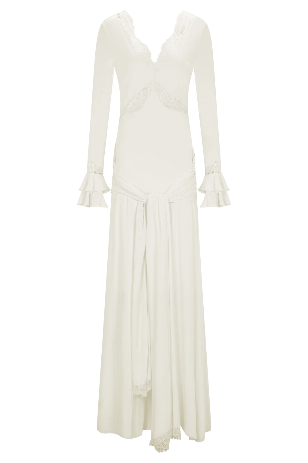 Electra Slinky Lace Maxi Dress - Ivory