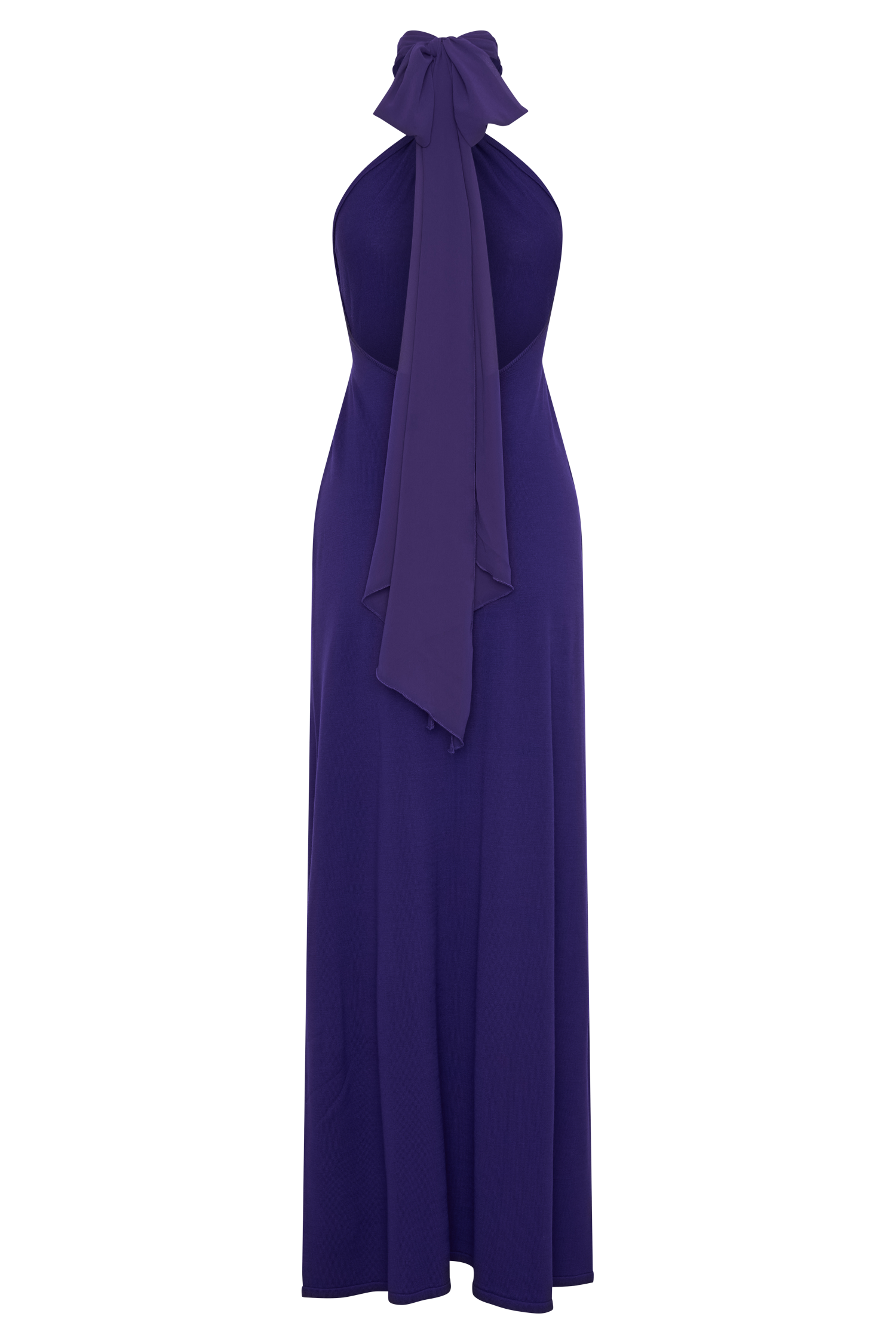 Ozias Halter Semi Sheer Knit Maxi Dress - Deep Purple