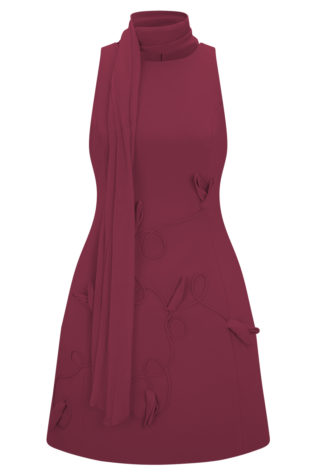Skyler Suiting Embroidered Mini Dress - Wine