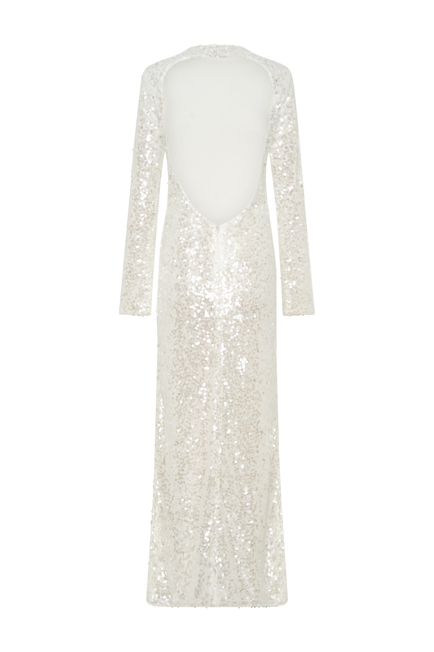 Sofia Long Sleeve Sequin Maxi Dress - White