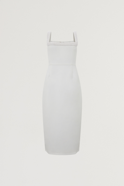 Pearl Trim Midi Dress