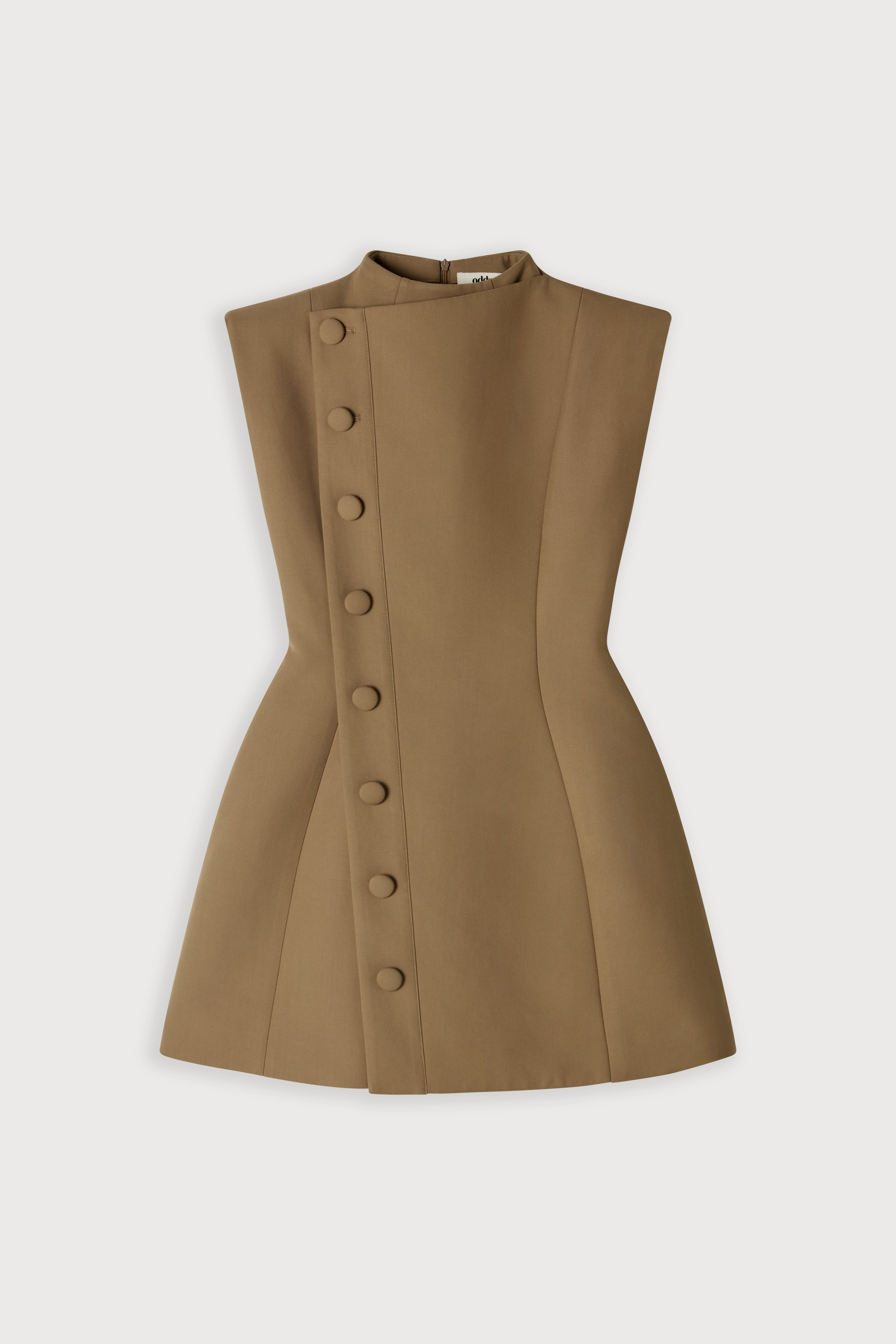 Sleeveless Button Detail Mini Dress