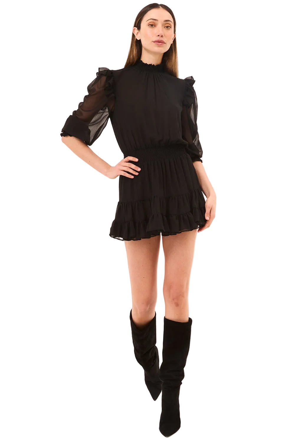Adeline Smocked Chiffon Mini Dress
