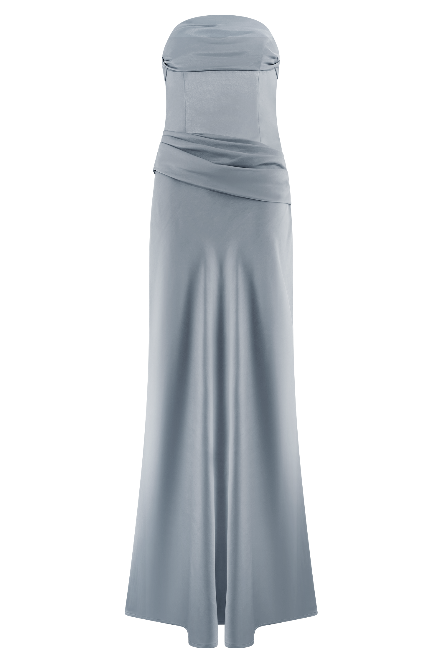 Jasmine Strapless Satin Maxi Dress - Frosted Blue