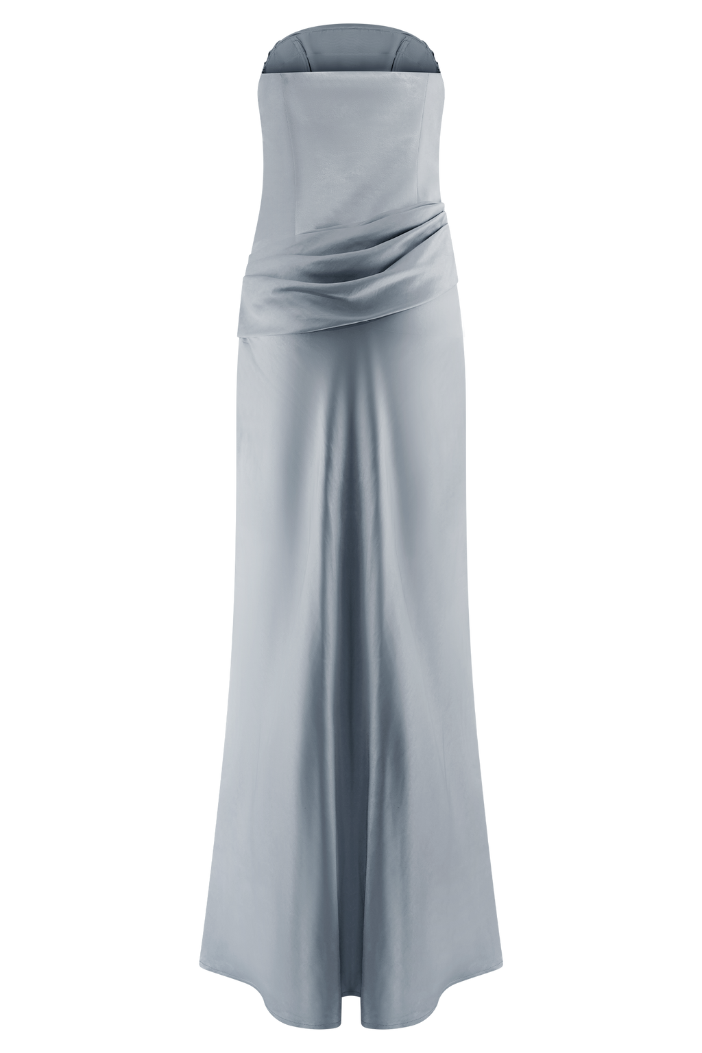 Jasmine Strapless Satin Maxi Dress - Frosted Blue