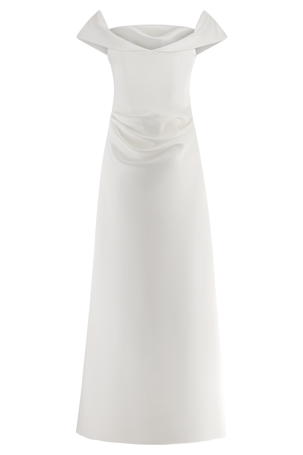 Luna Satin Off Shoulder Gown - White