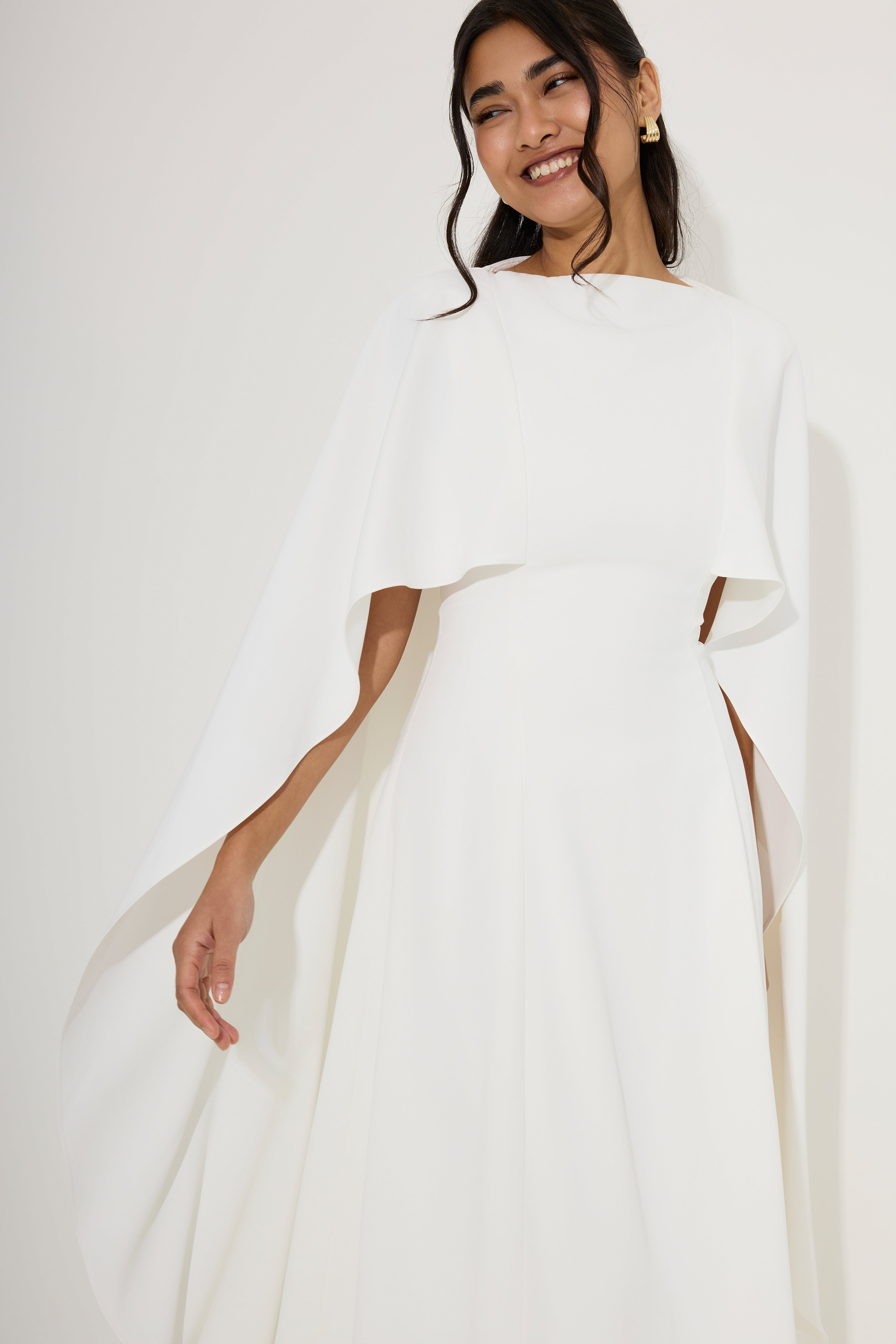 midi dress cape Contrast Color Slip JardinVue Premium scuba crepe Cape Midi Dress Sade