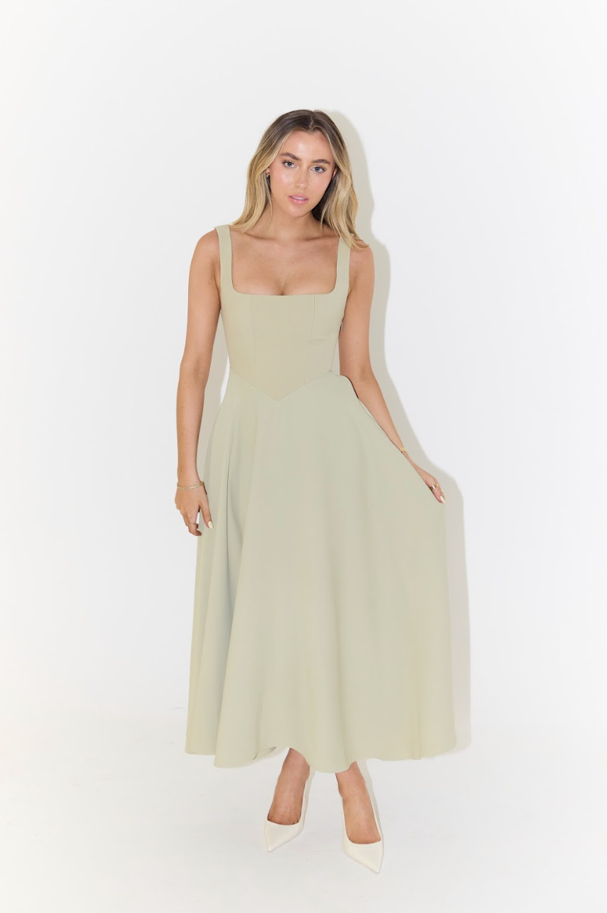 Square Neck Midi Dress