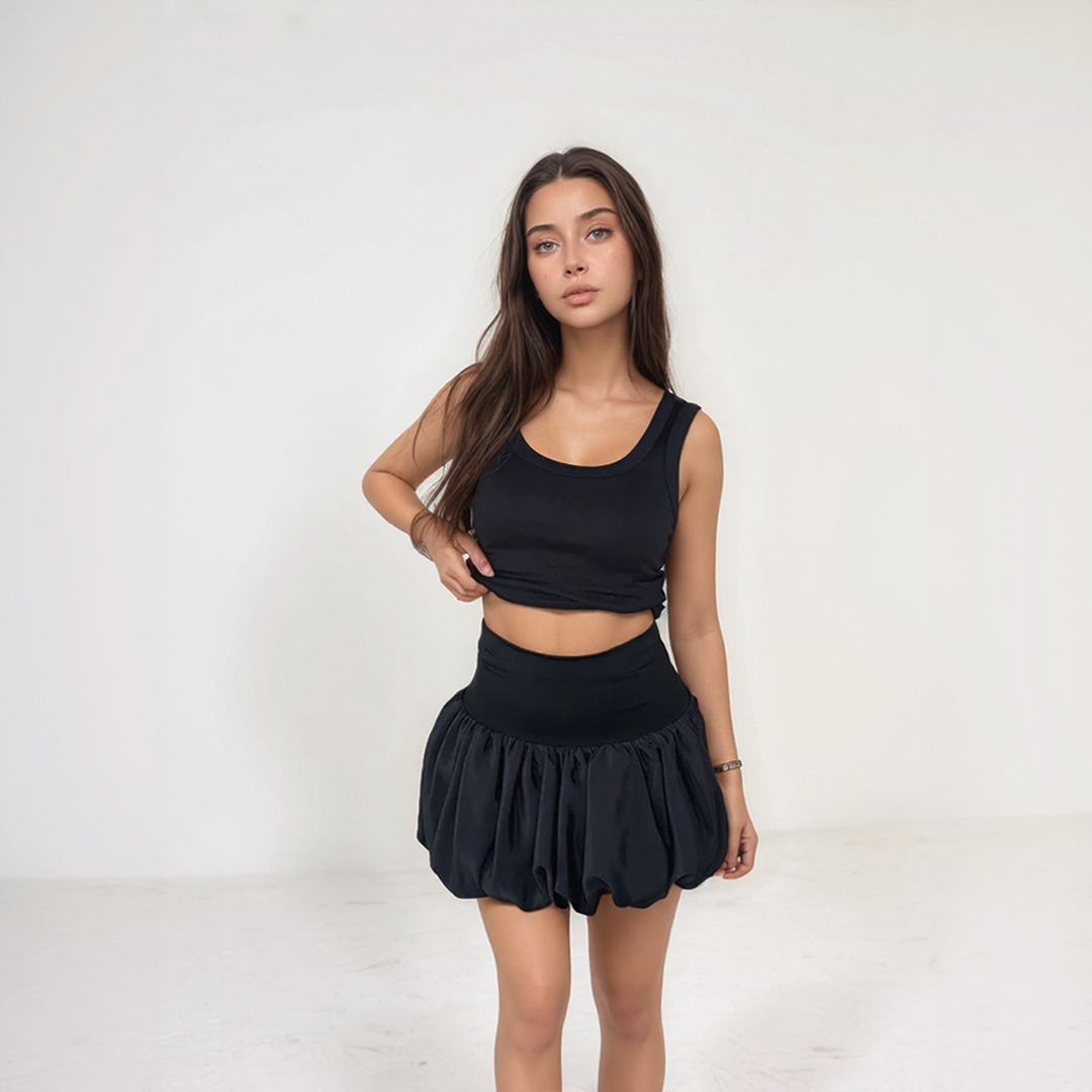 Bubble Hem Mini Skirt