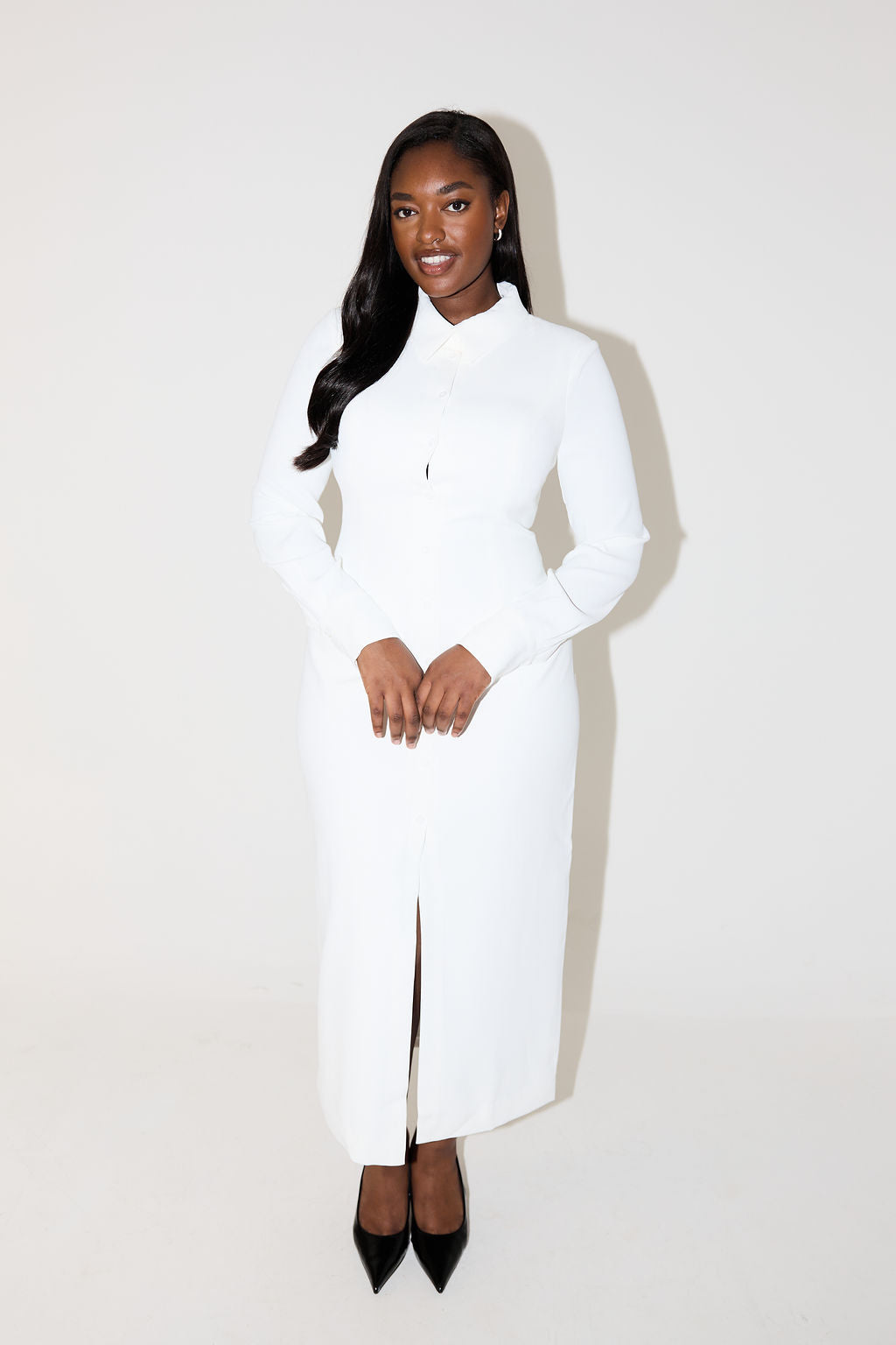 Long Sleeve Collar Maxi Dress